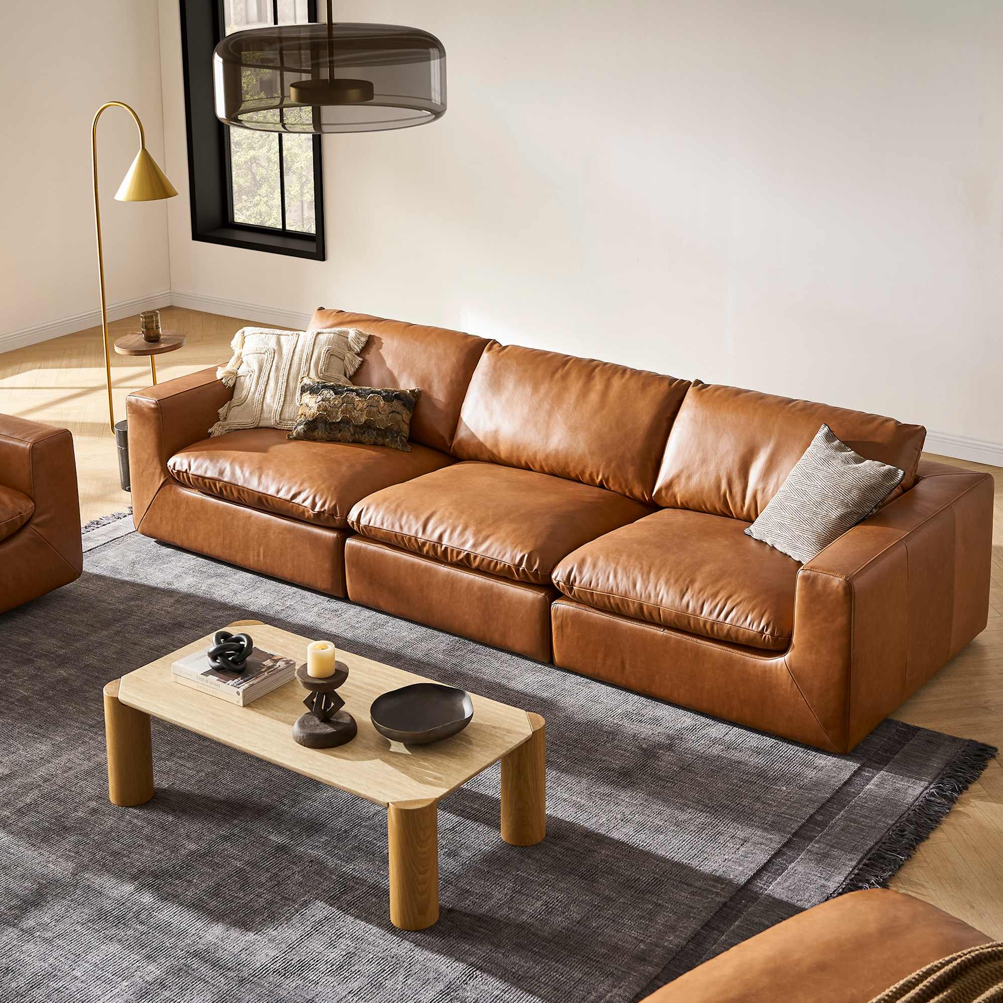 Dawson Leather Armless Couch 3