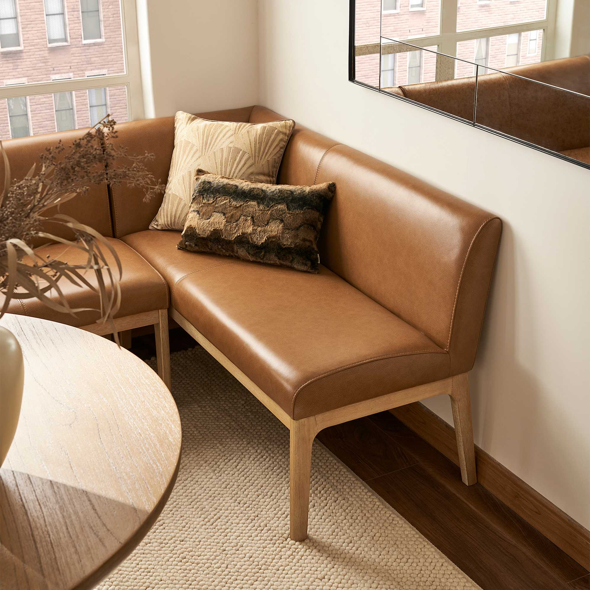 Elliot Leather Left Banquette Bench 3
