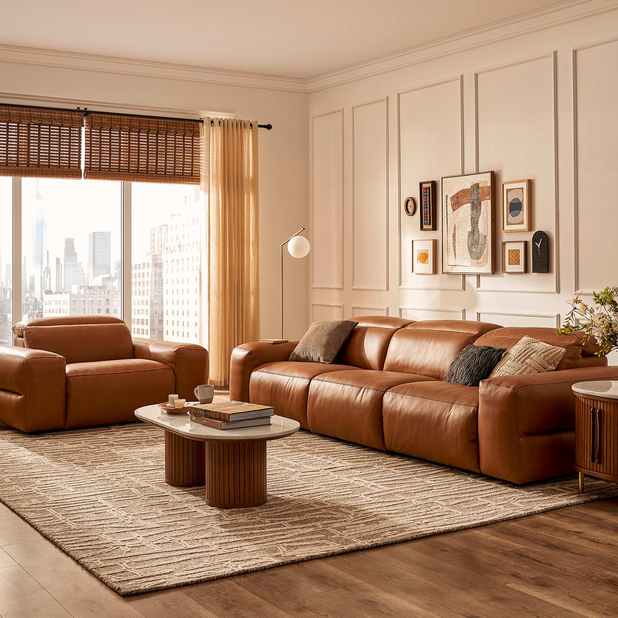Jaron Leather Armless Sofa 2