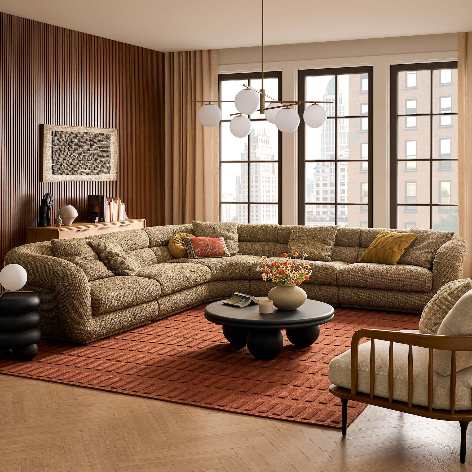 Solari Performance Fabric Armless Couch 2