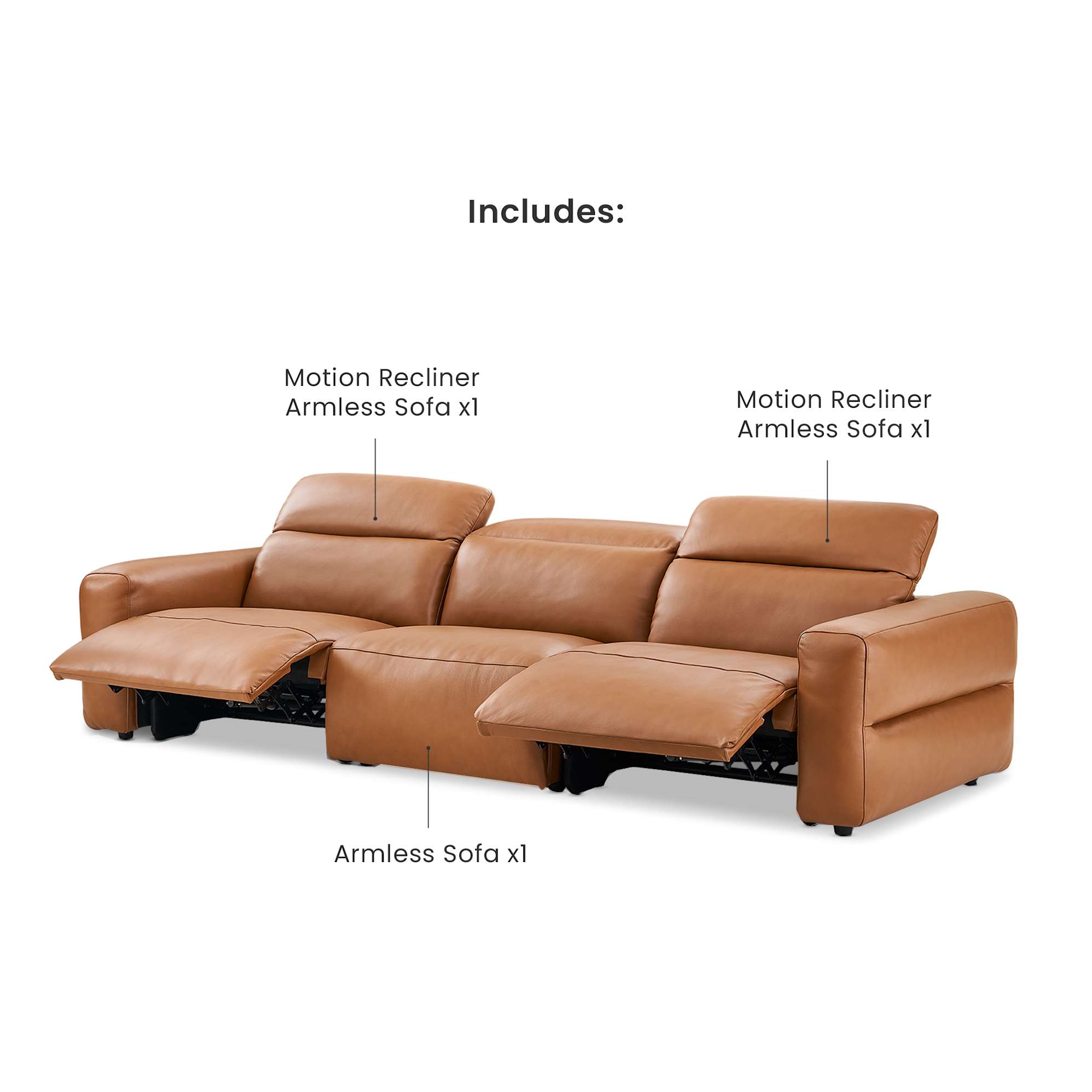 Jaron Leather Recliner Extended Sofa 3