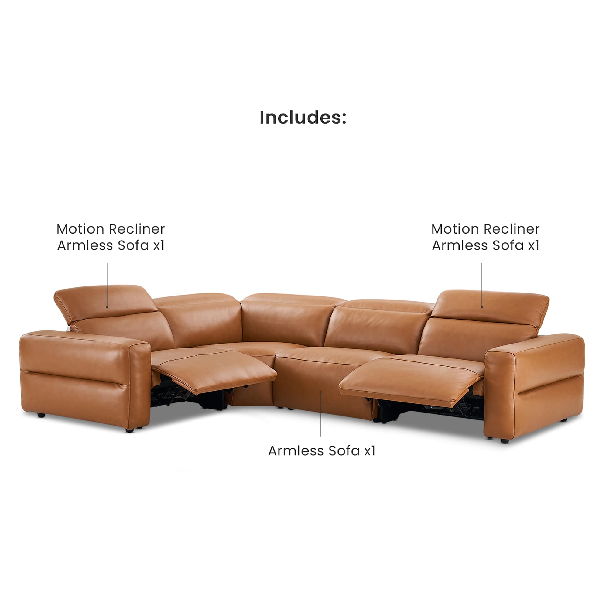 Jaron Leather Recliner Chaise Sectional Sofa 3