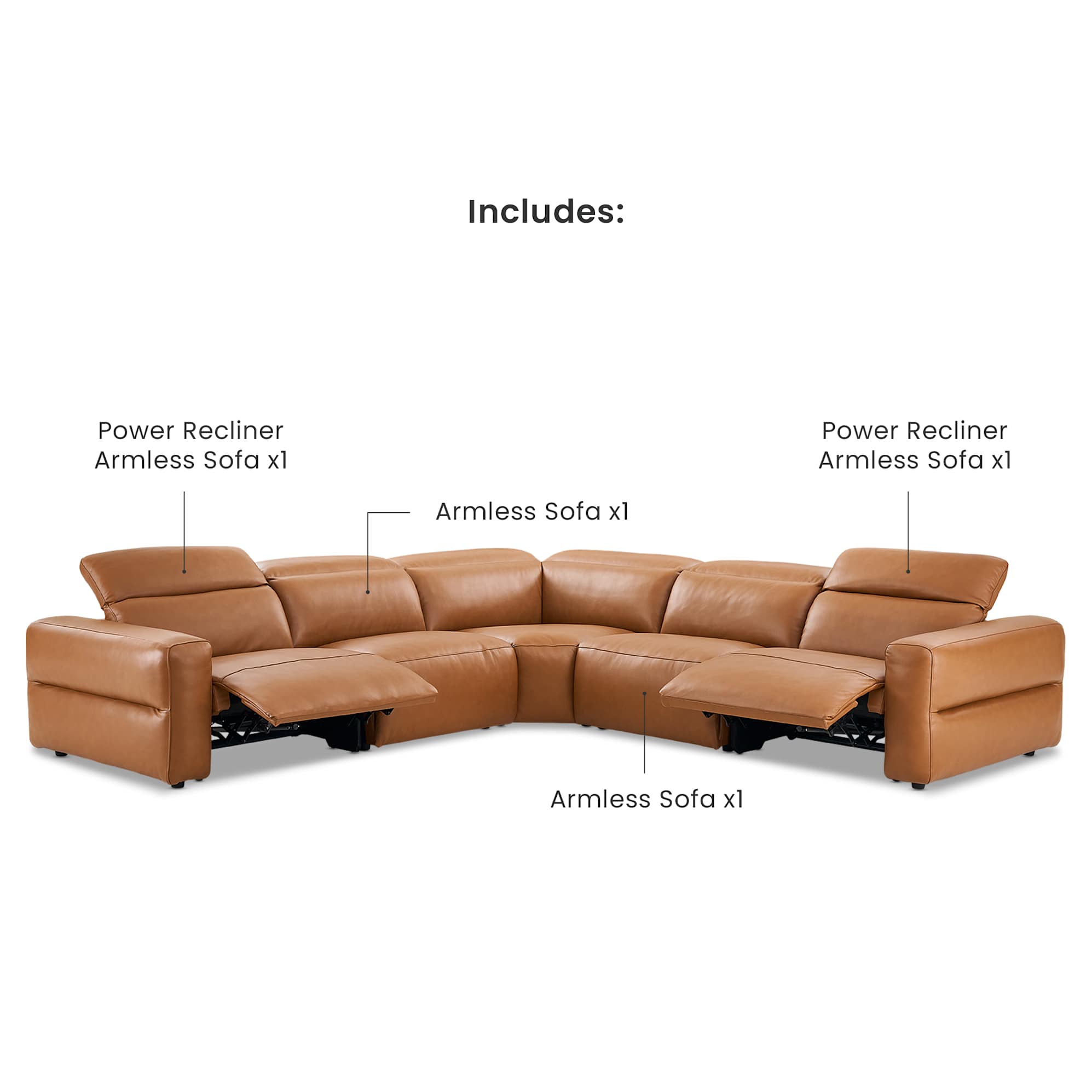 Jaron Leather Recliner L-Shaped Sofa 3