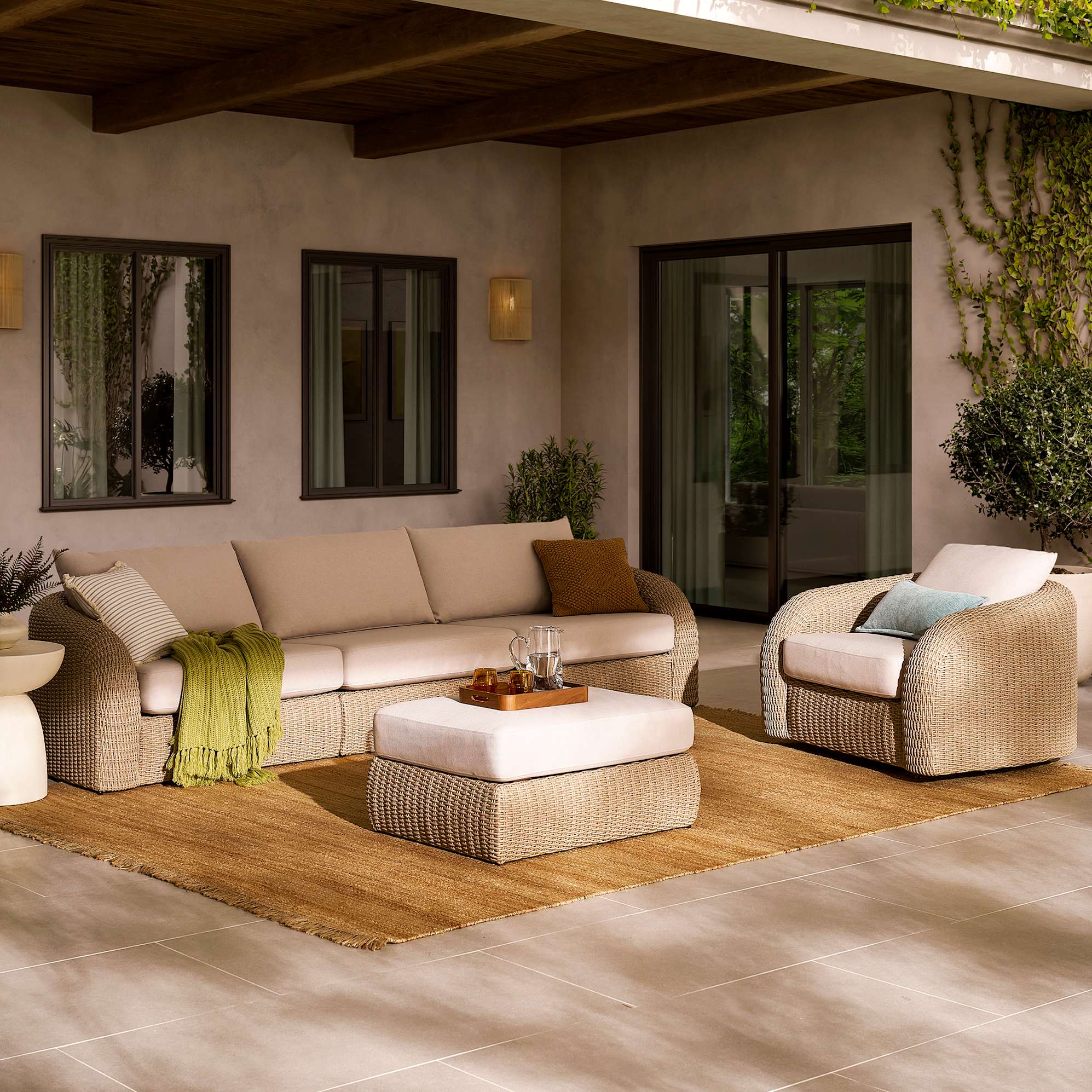 Lorna Outdoor 2-in-1 Coffee Table and Ottoman 4