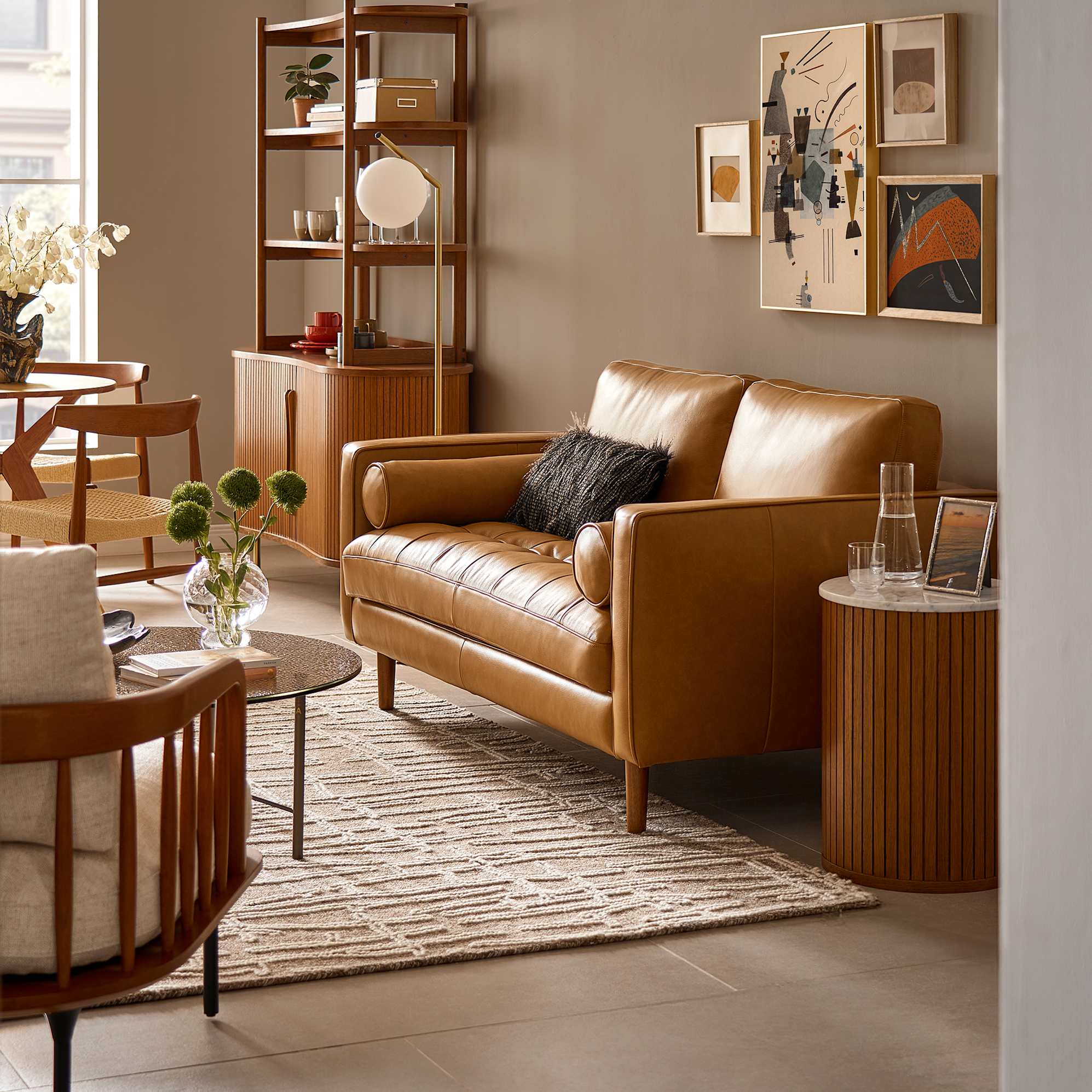 Madison Leather Loveseat with Ottoman 4