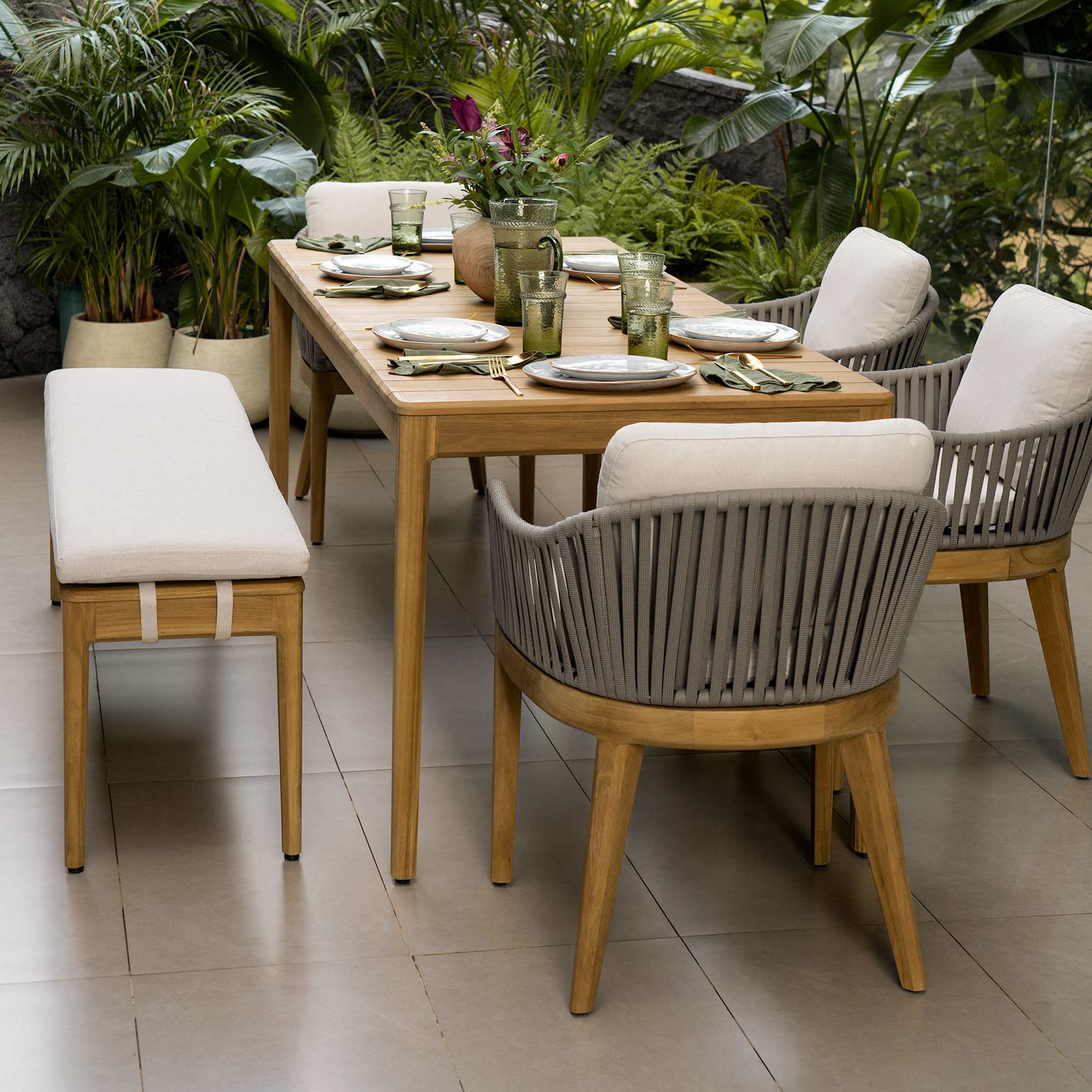 Isla Outdoor Dining Bench 4
