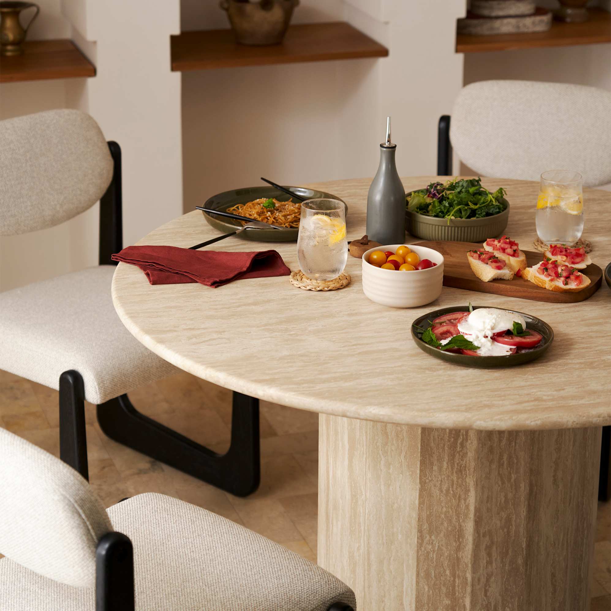 Belmont Travertine Round Dining Table 3