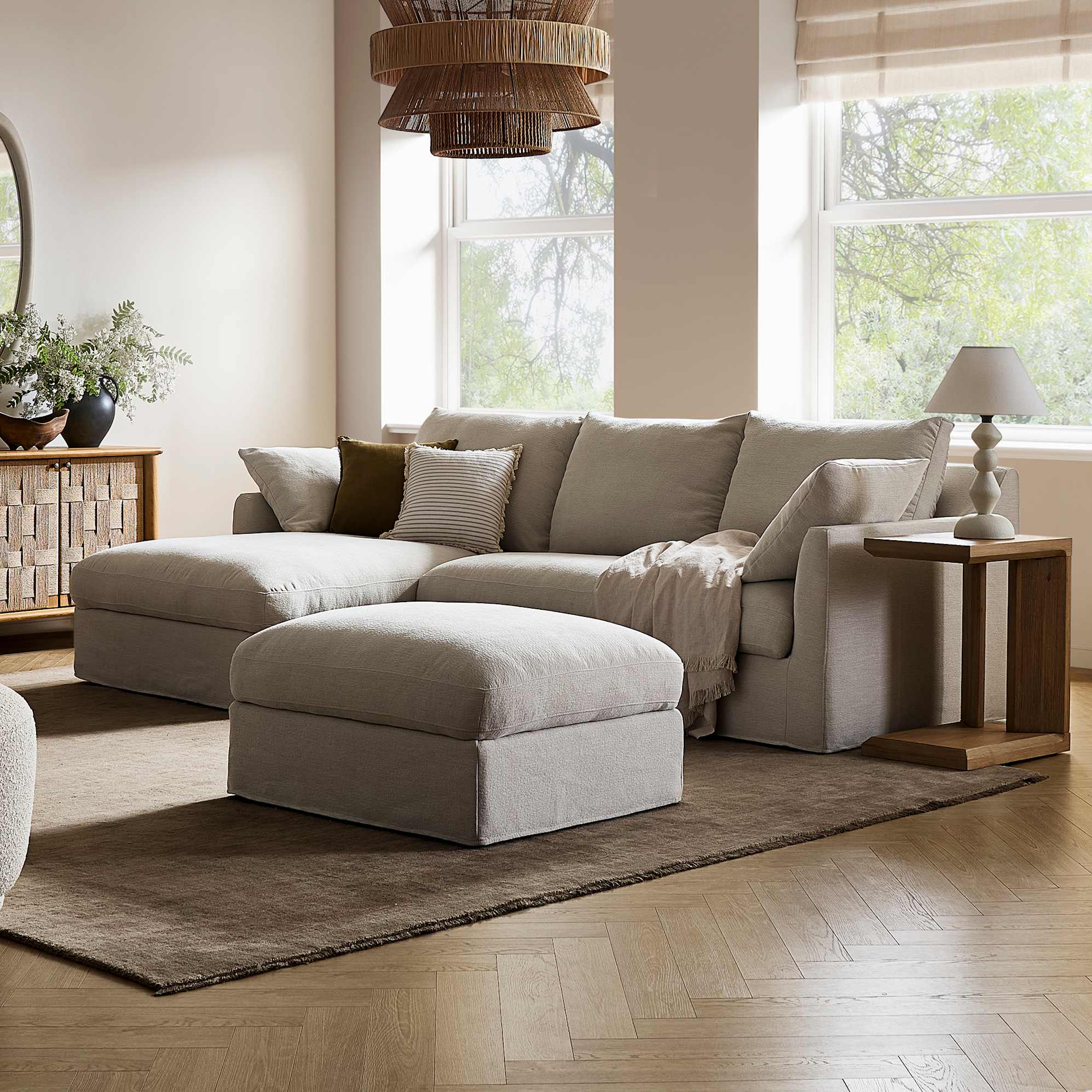 Agnes Slipcover Storage Chaise Sectional Sofa 4