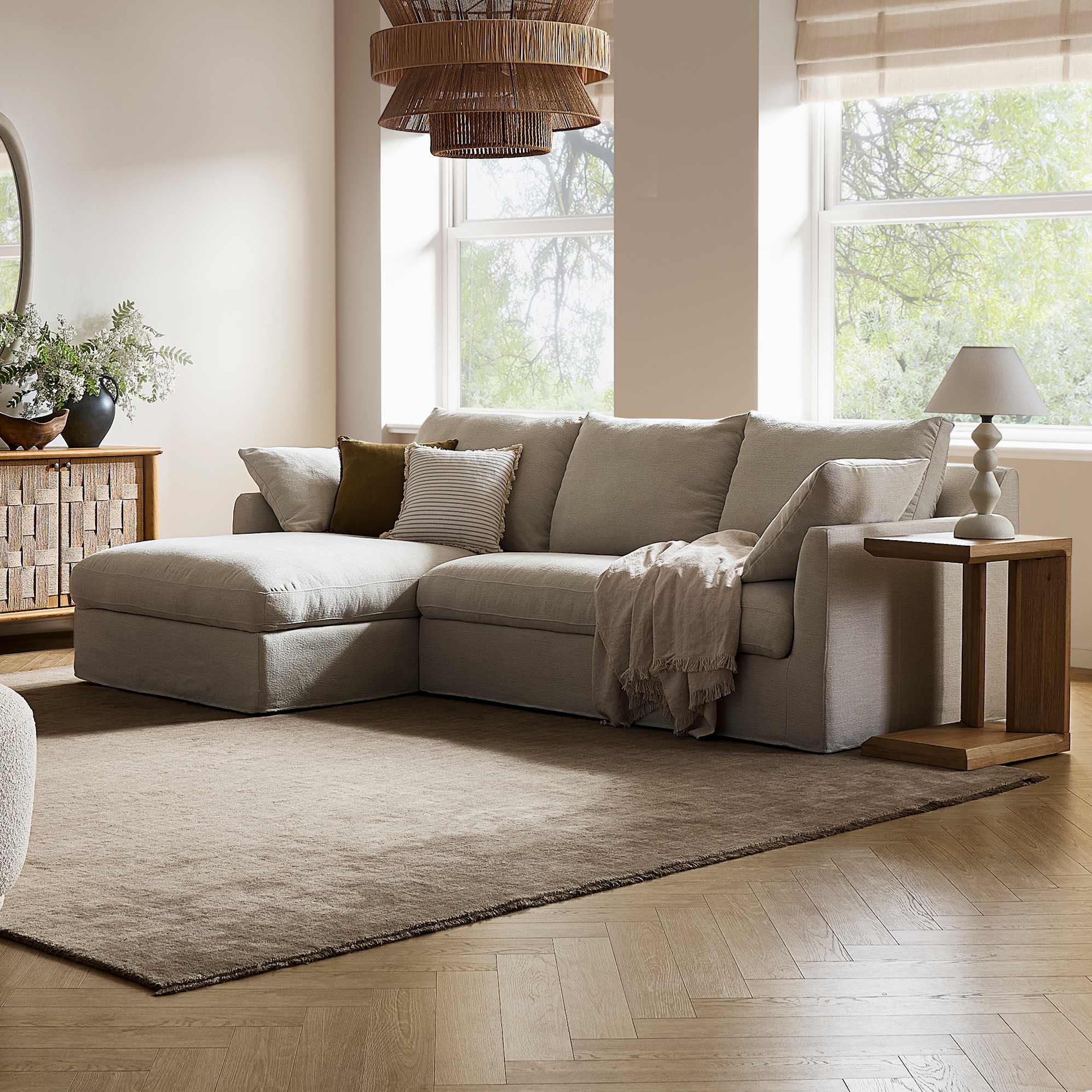 Agnes Slipcover Storage Chaise Sectional Sofa with Ottoman 3