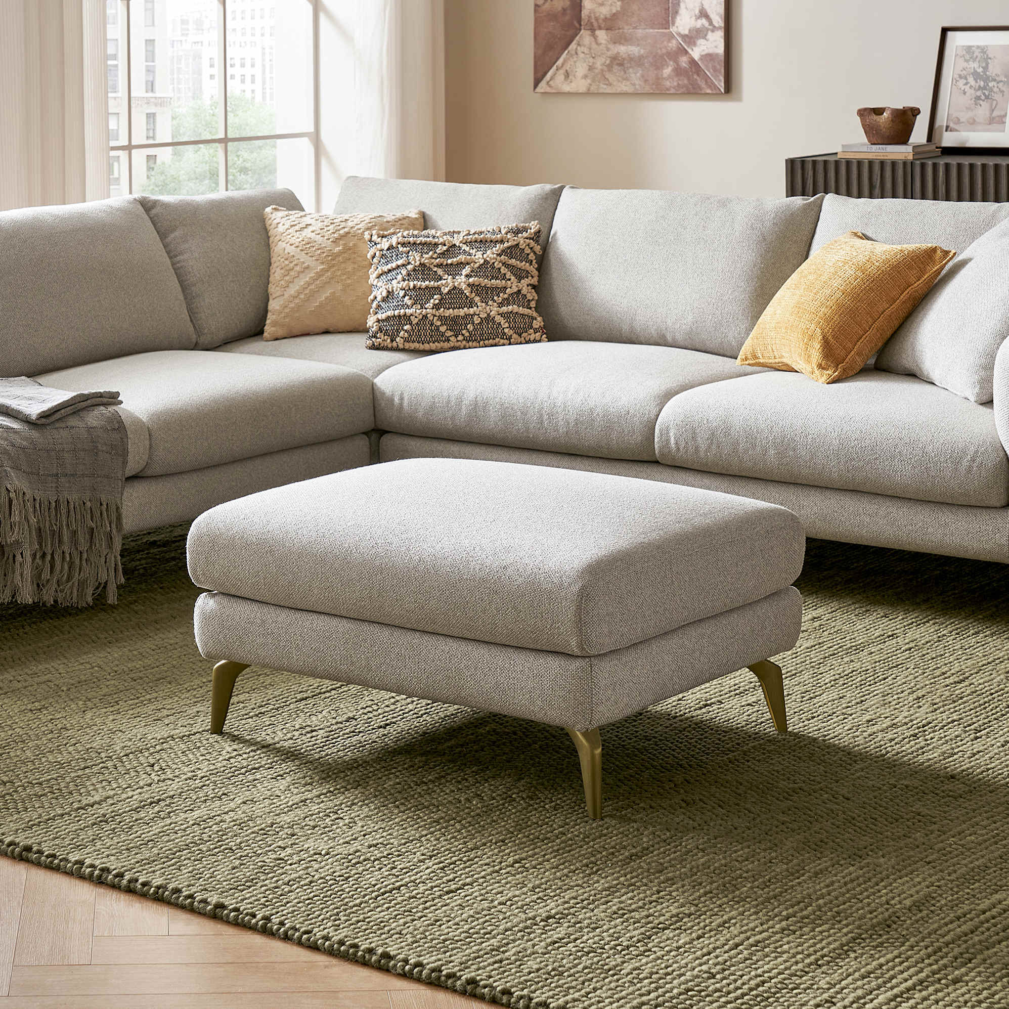 Lena Performance Fabric Loveseat with Ottoman 2