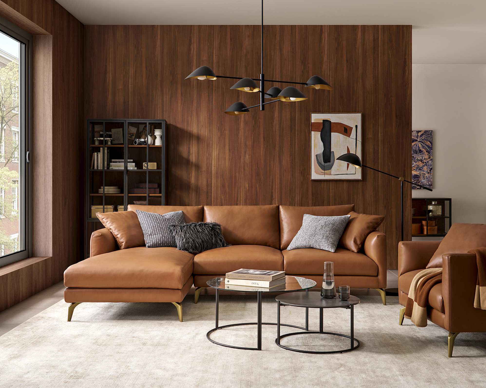 Lena Leather Left Chaise Couch 1