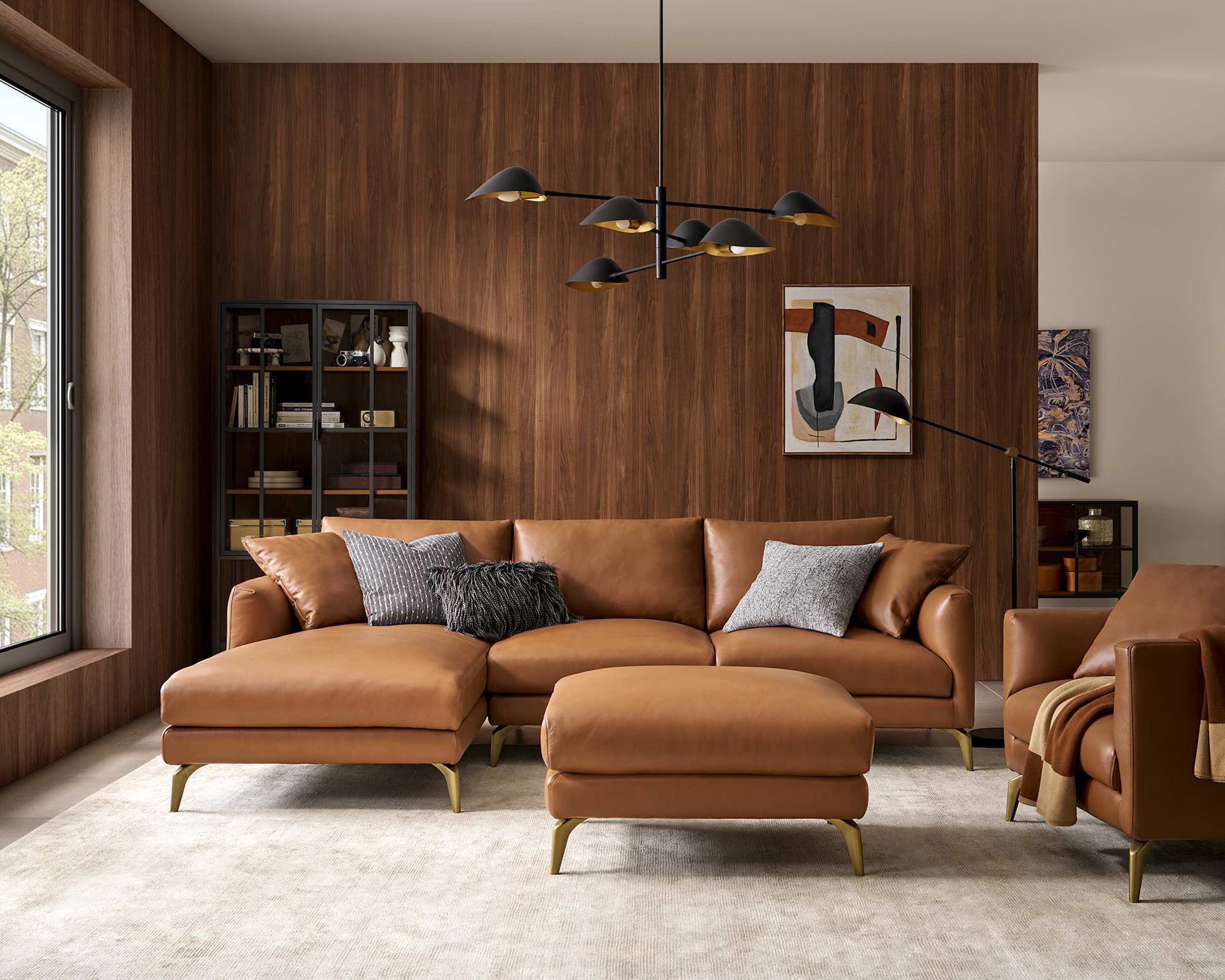 Lena Leather Left Chaise Sofa 2