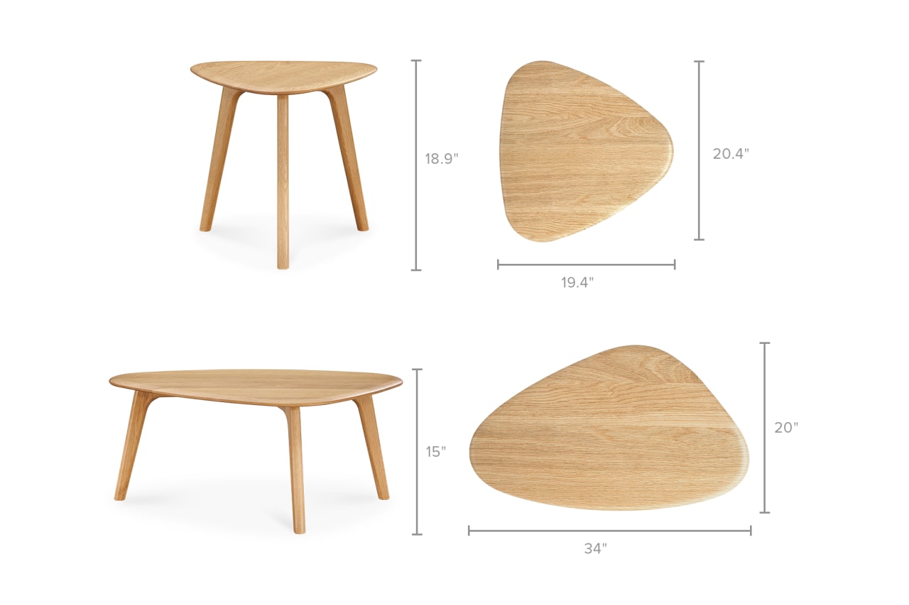 Vincent Coffee Table Set, Oak Castlery US