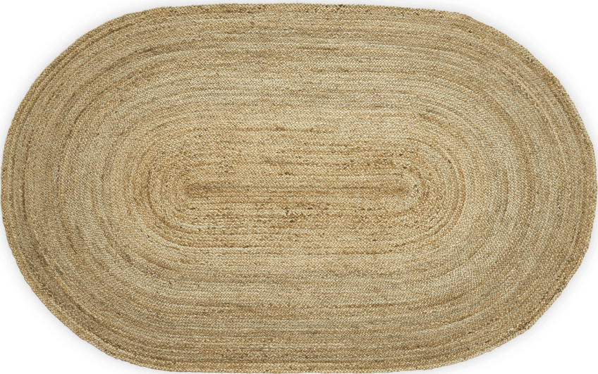 Oval Jute Area Rug 100 x 150 cm Beige DEMIRCI 