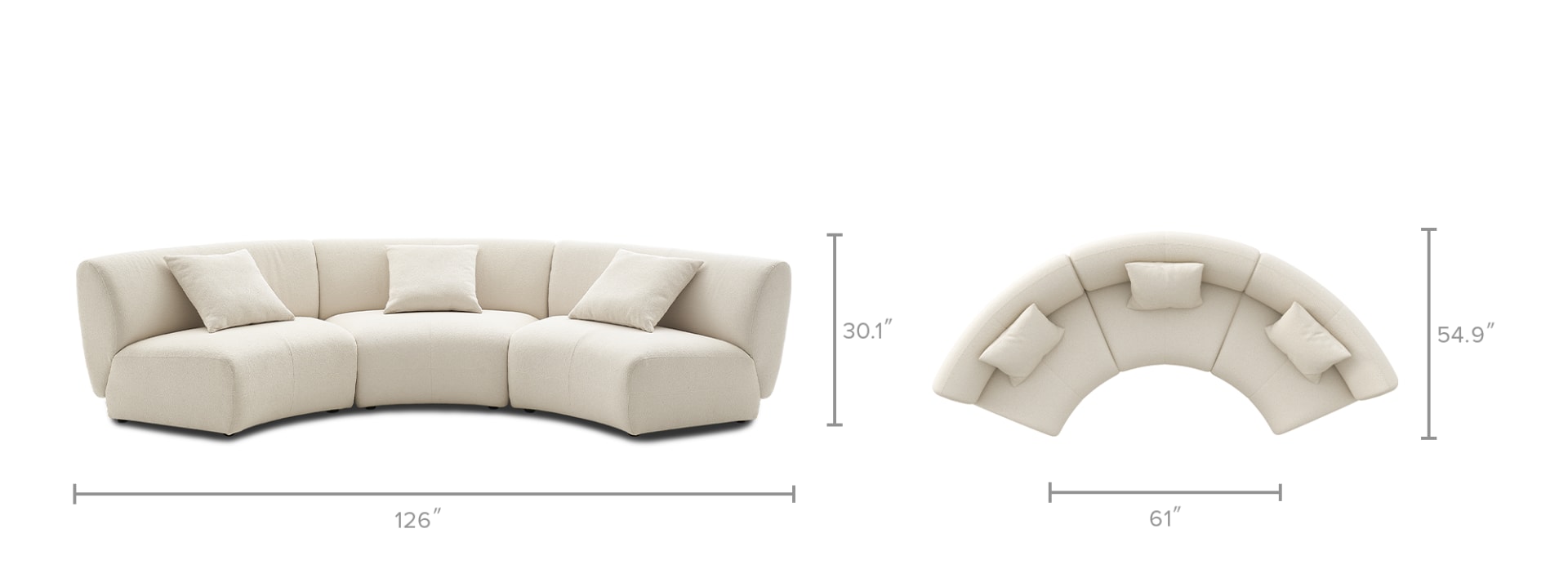 Auburn Performance Fabric Armless Curve Sofa Castlery US