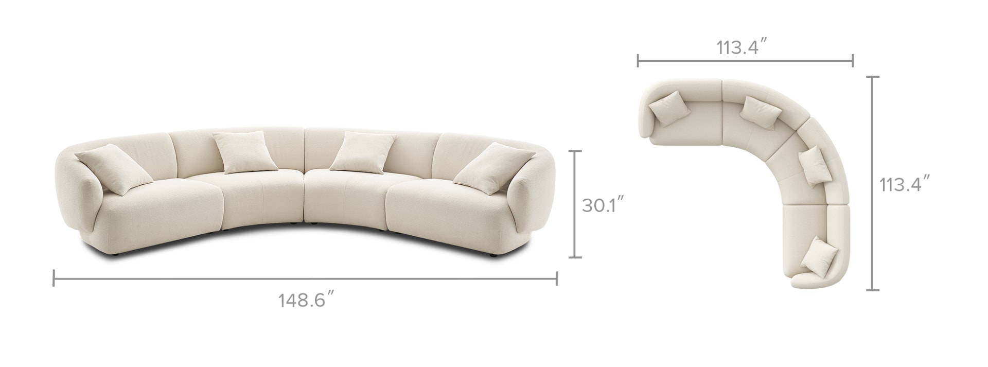 Curved l shape sofa top