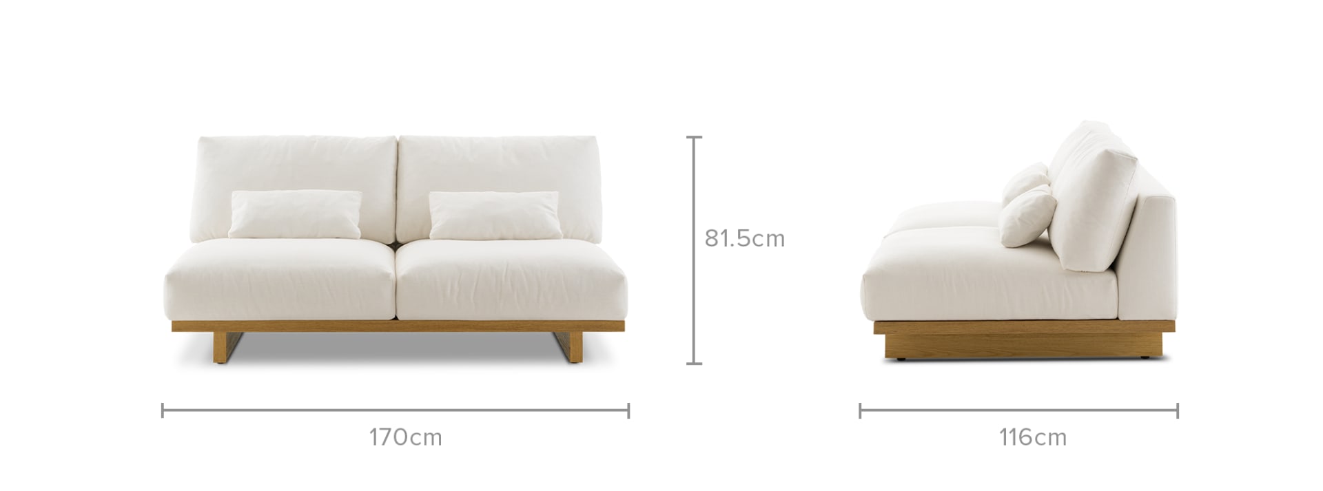 Armless 2 seater sofa best sale