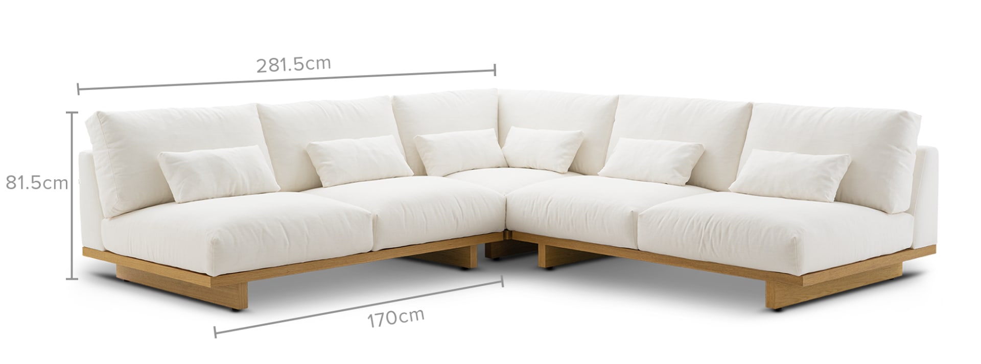 Mori Performance Fabric Armless L Shape Sectional Sofa Castlery