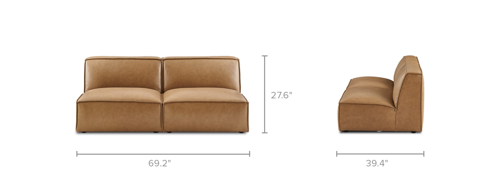 Jonathan Leather Armless 3 Seater Sofa Castlery US