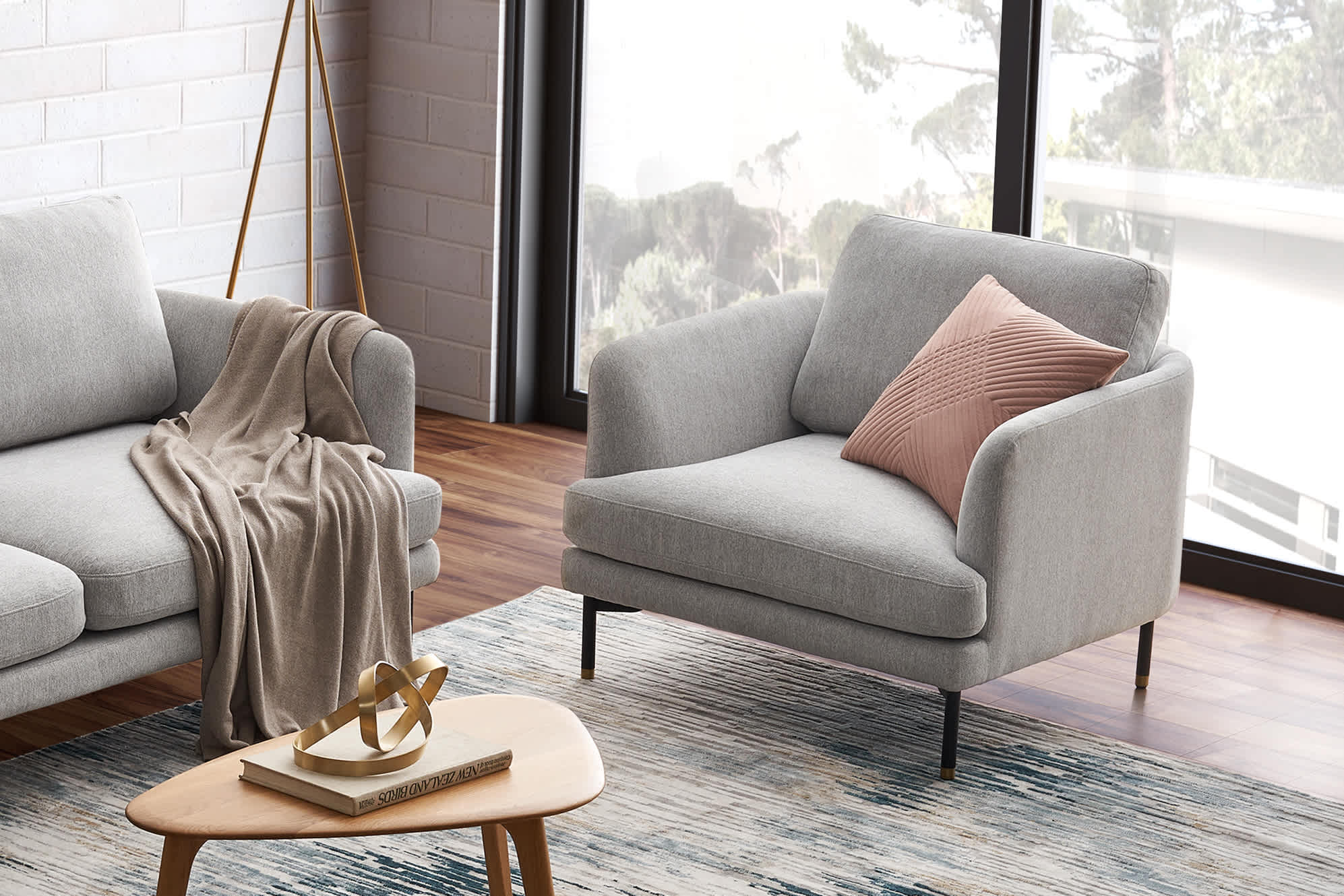 Pebble Armchair with Ottoman 3