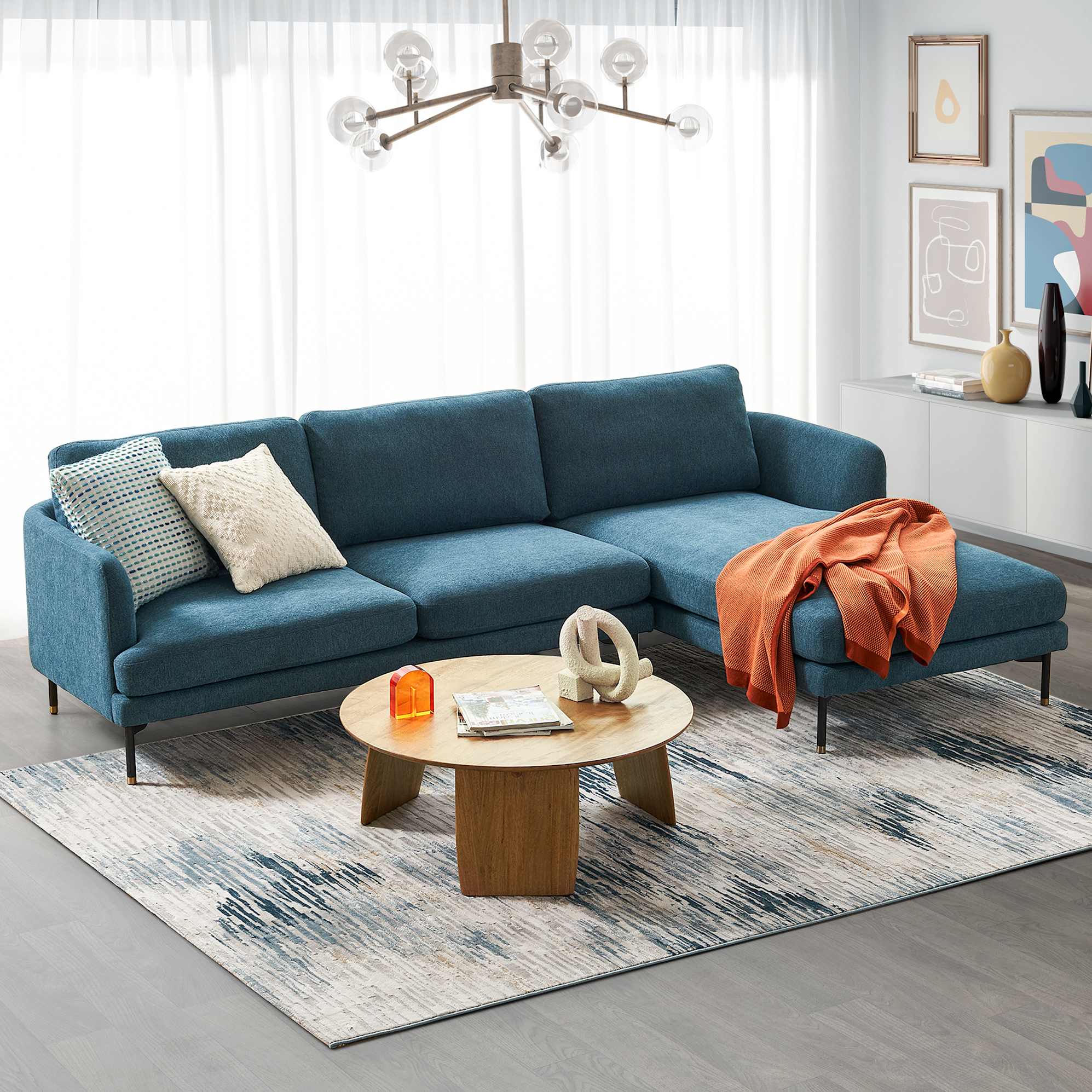 Pebble Chaise Sectional Sofa 0