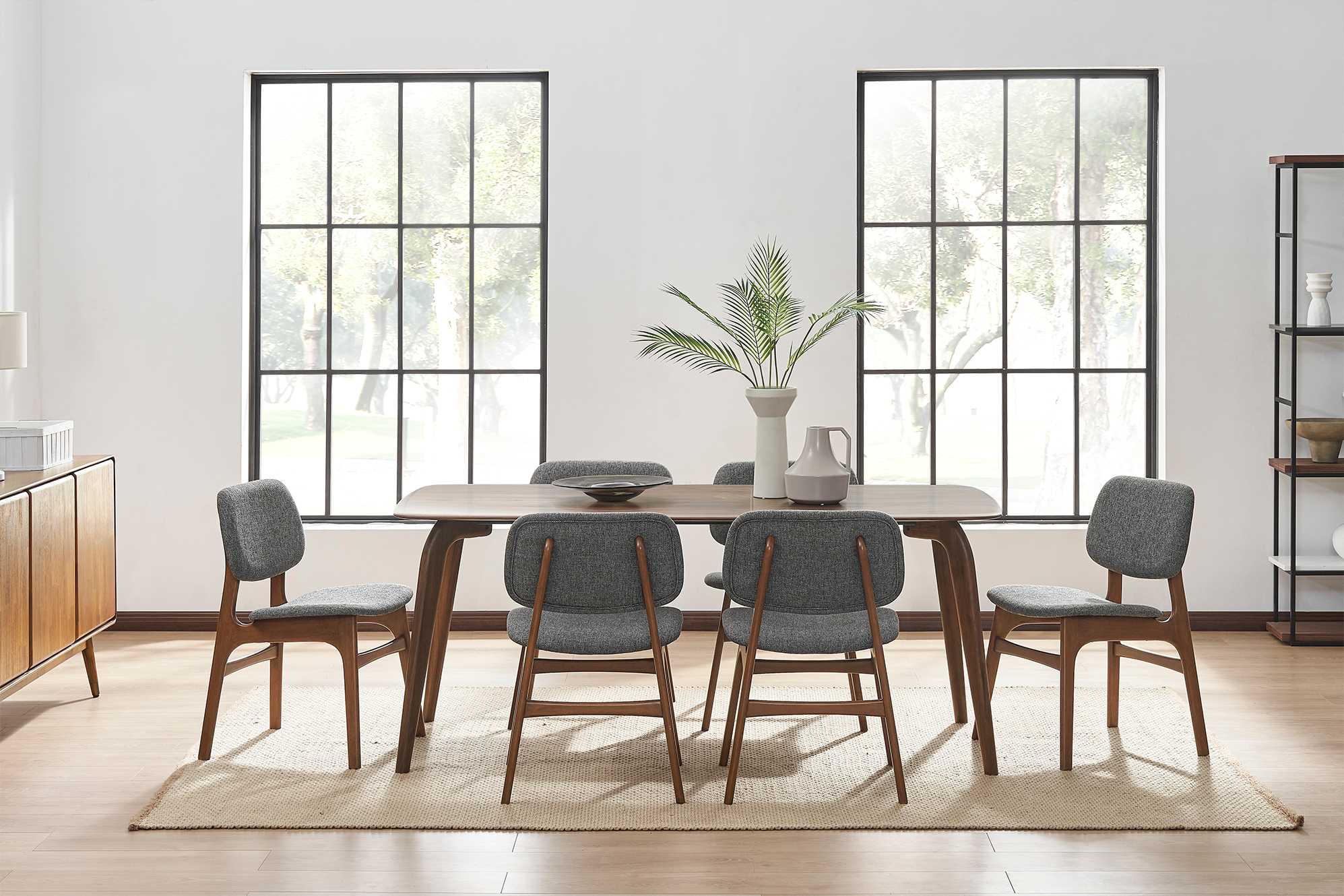 Vincent Dining Table with 4 Joshua Chairs, Walnut 2