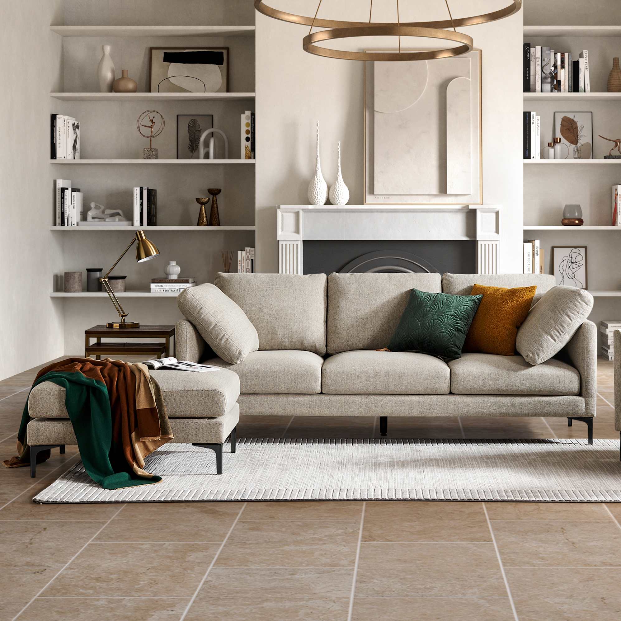 Adams 3 Seater Sofa with Ottoman 0