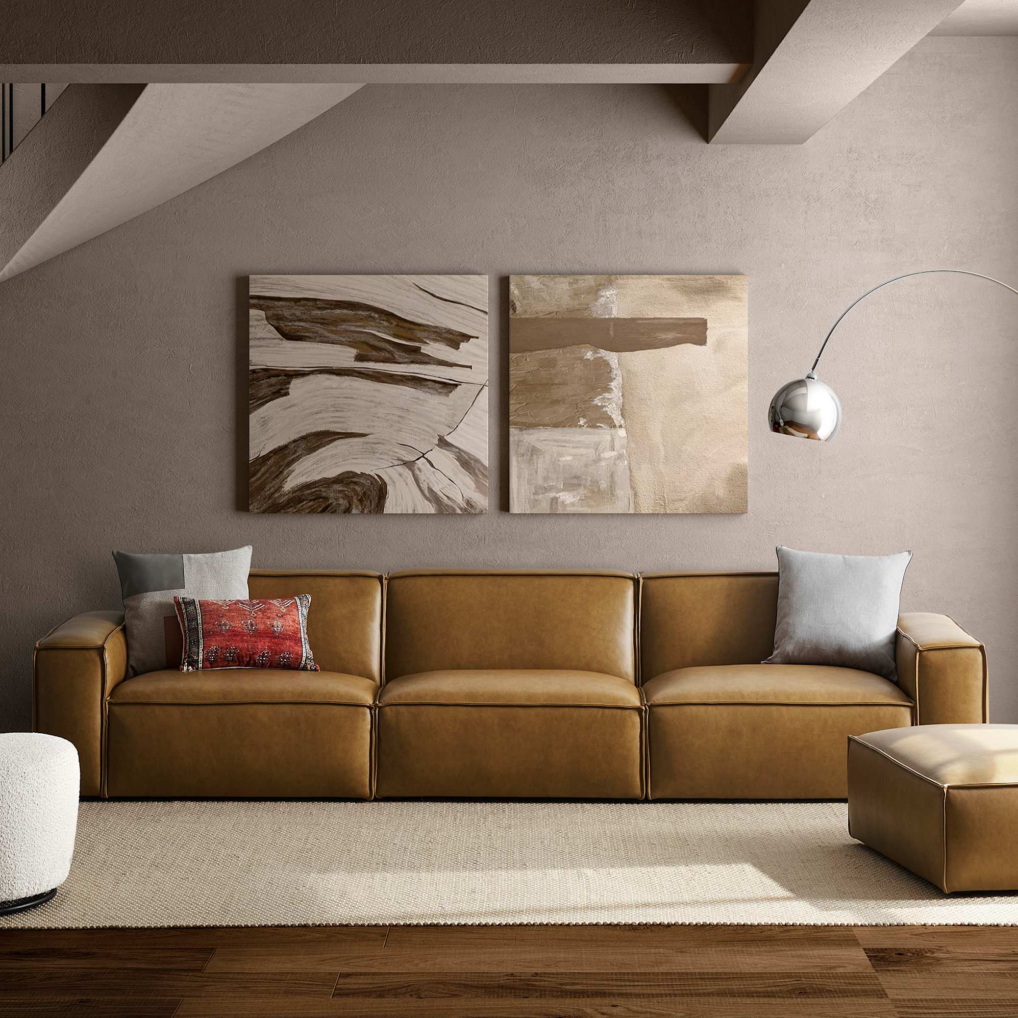 Jonathan Leather Extended Sofa 3