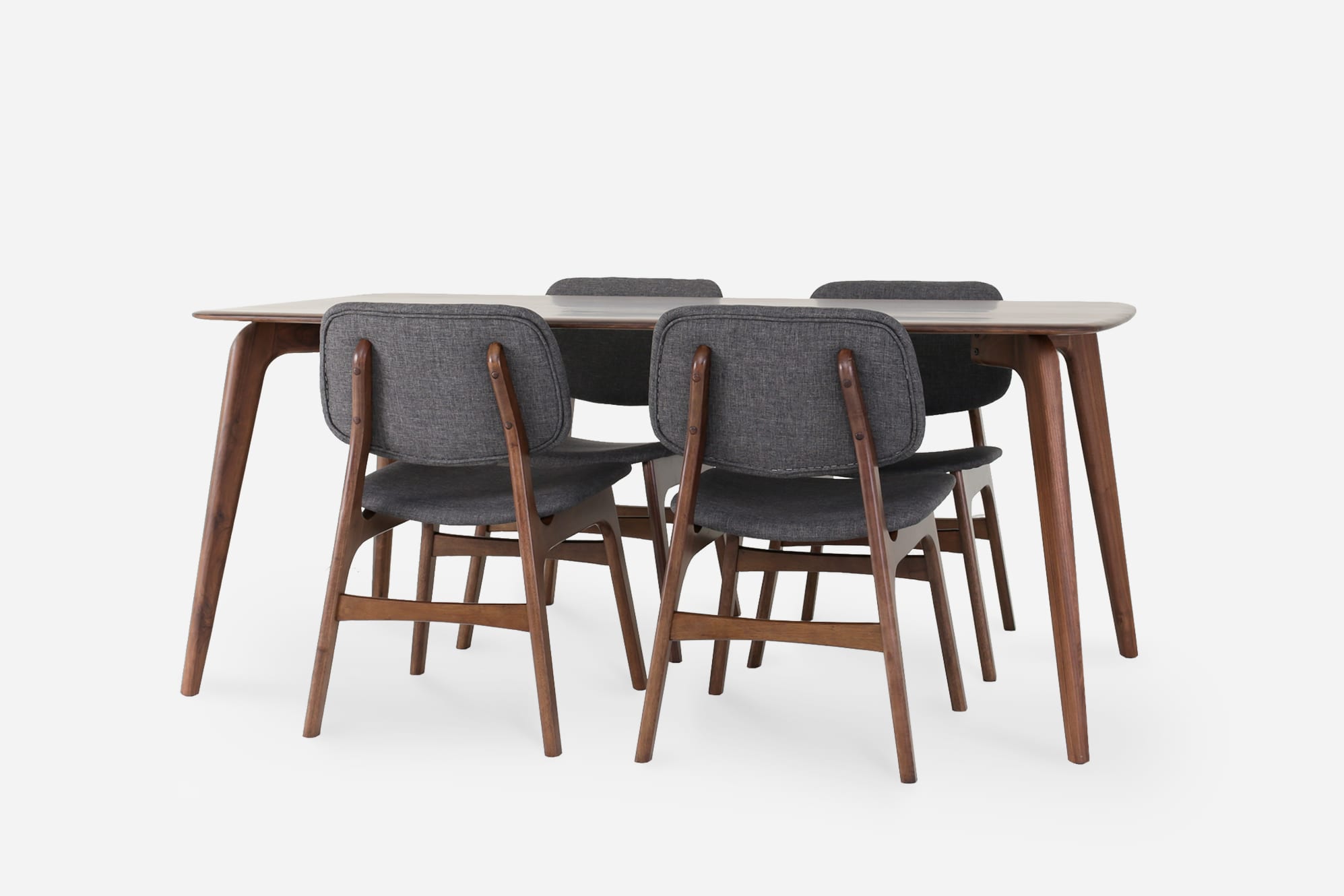 Vincent Dining Table with 4 Joshua Chairs, Walnut 1