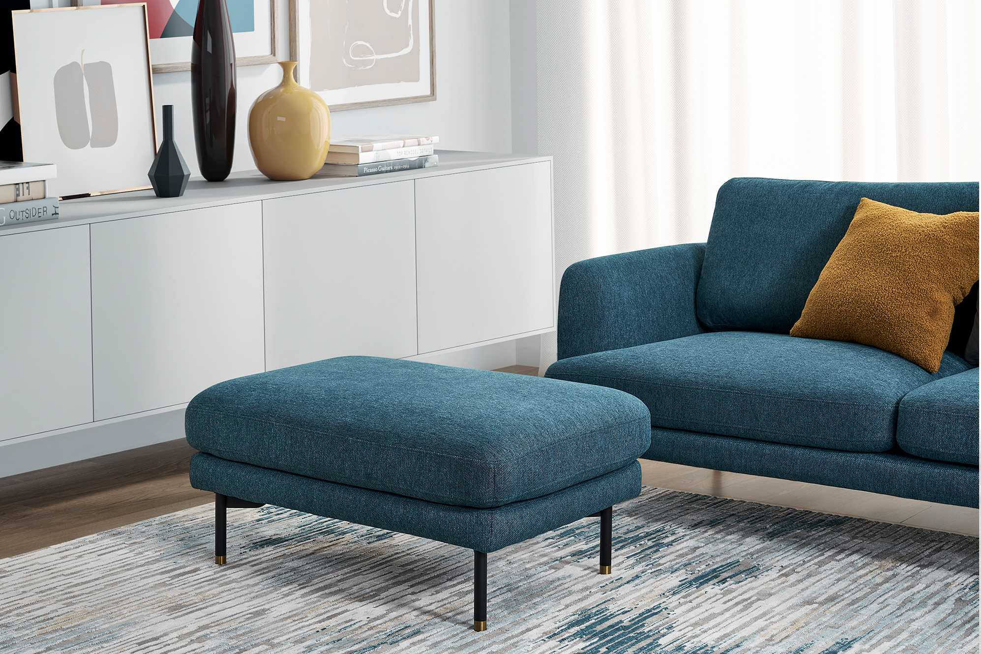 Pebble 3 Seater Sofa with Ottoman 4