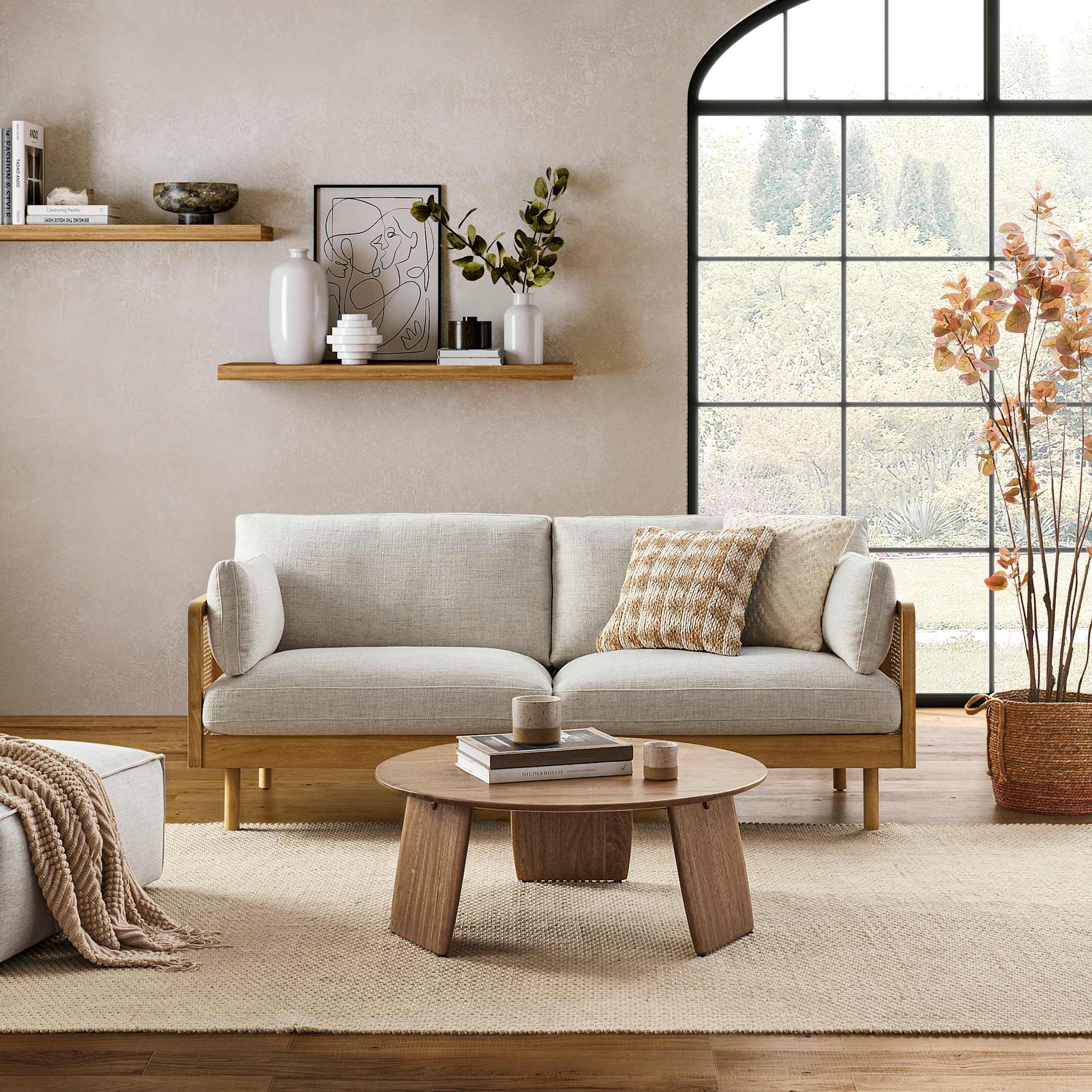 Lucia Cane Sofa, White Wash 3