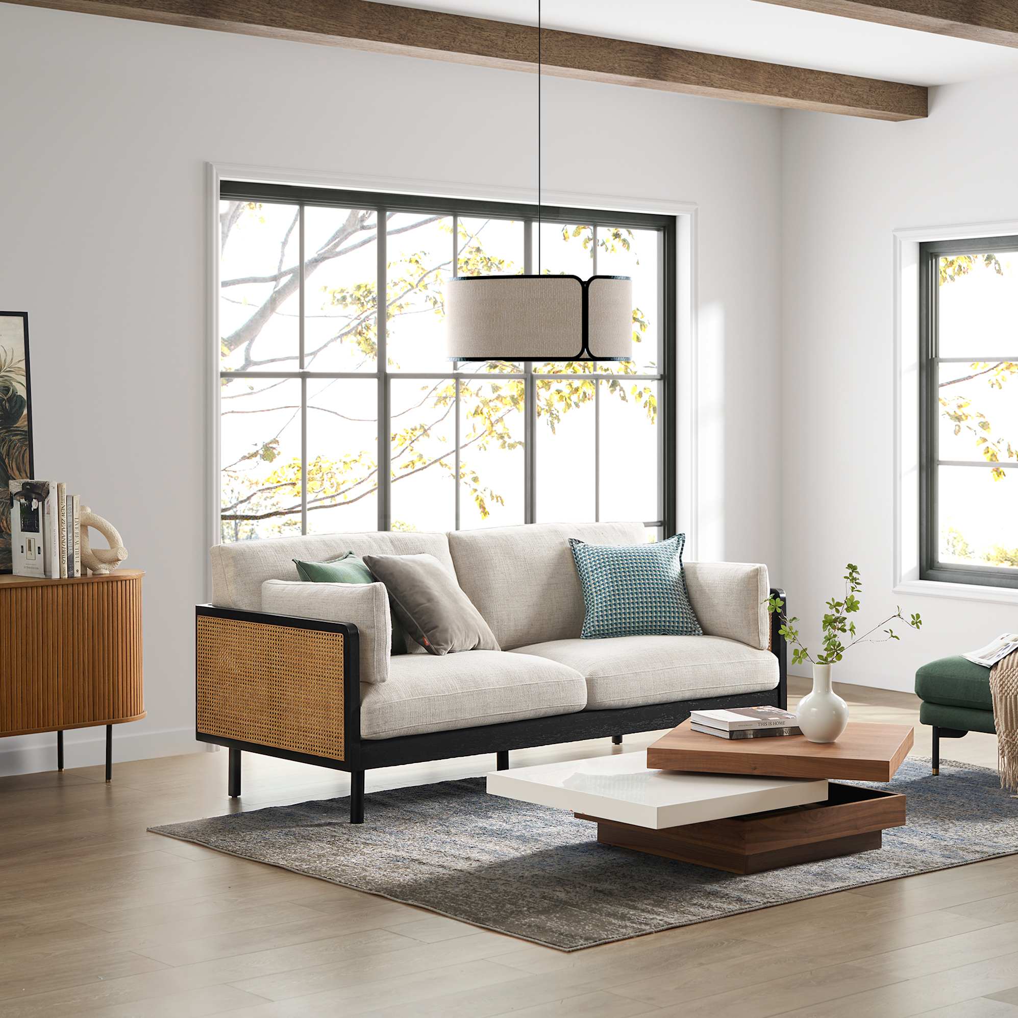 Lucia Cane Sofa, Black 0