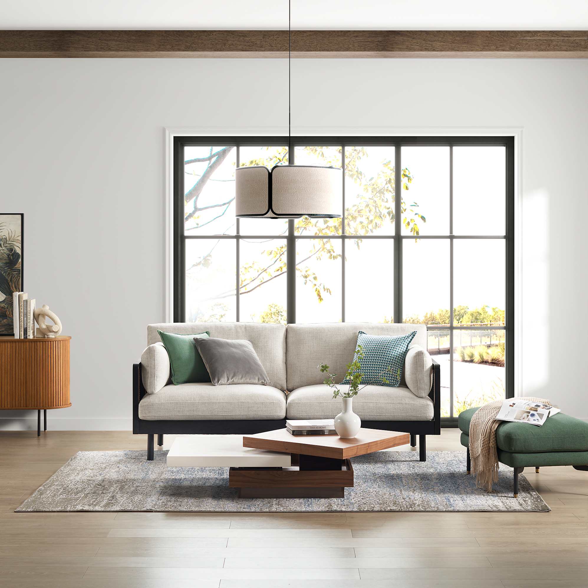Lucia Cane Sofa, Black 2