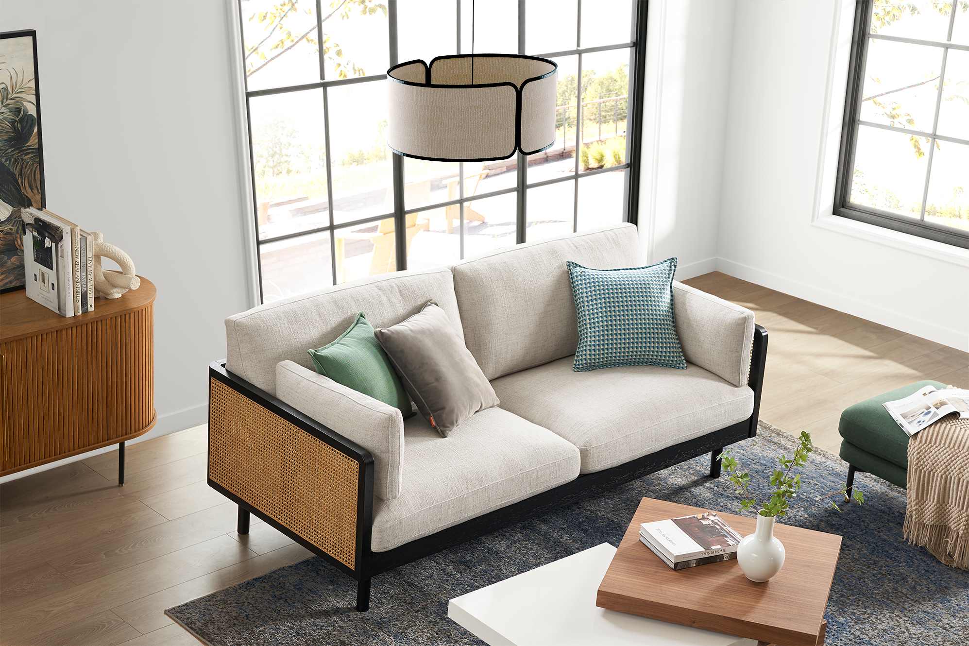 Lucia Cane Sofa, Black 3