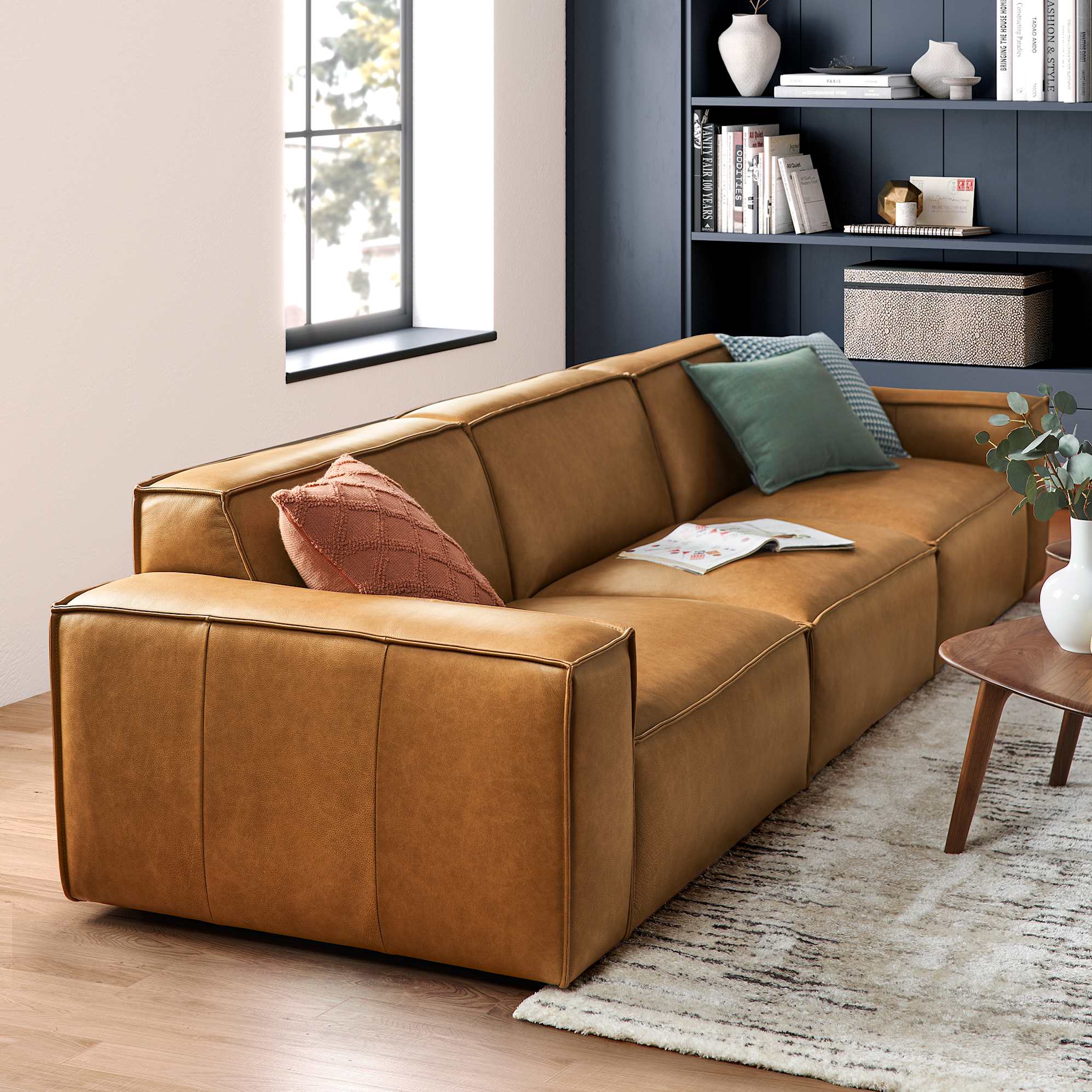 Jonathan Leather Extended Sofa 0