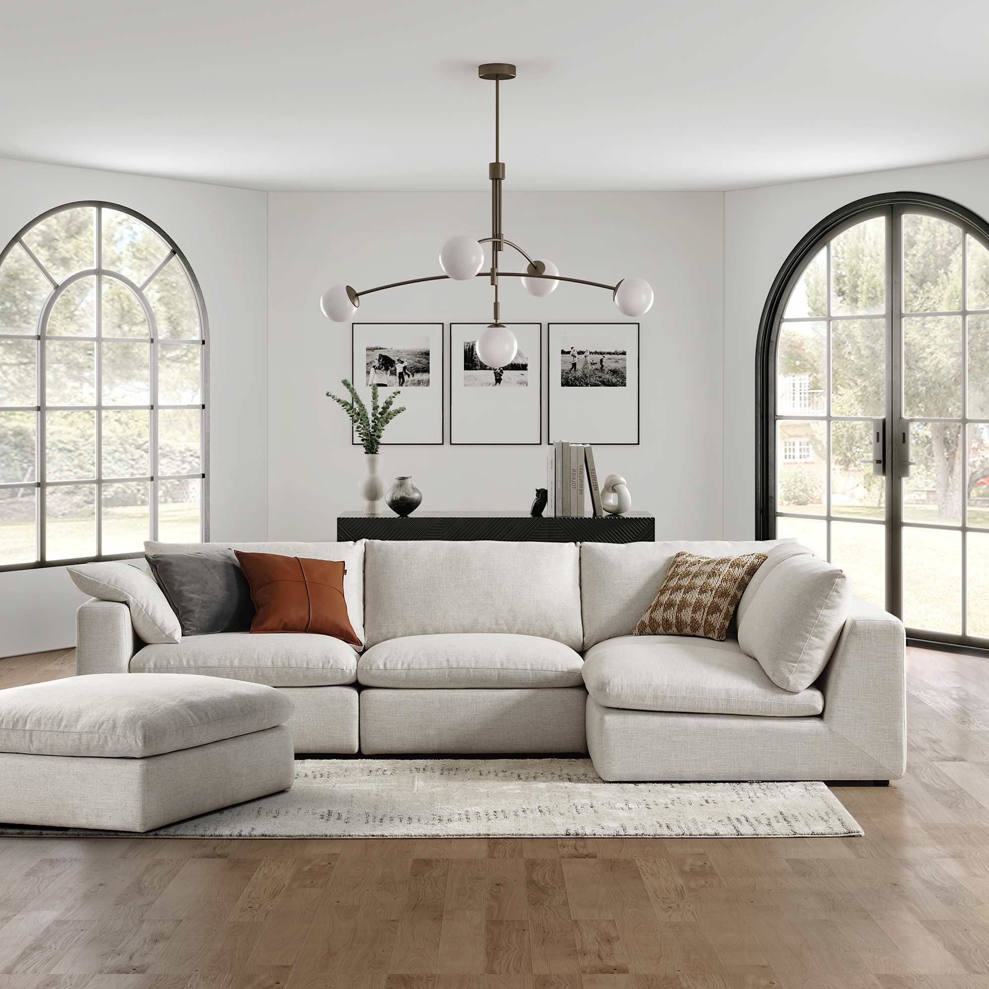 Dawson Chaise Sectional Sofa with Ottoman 0