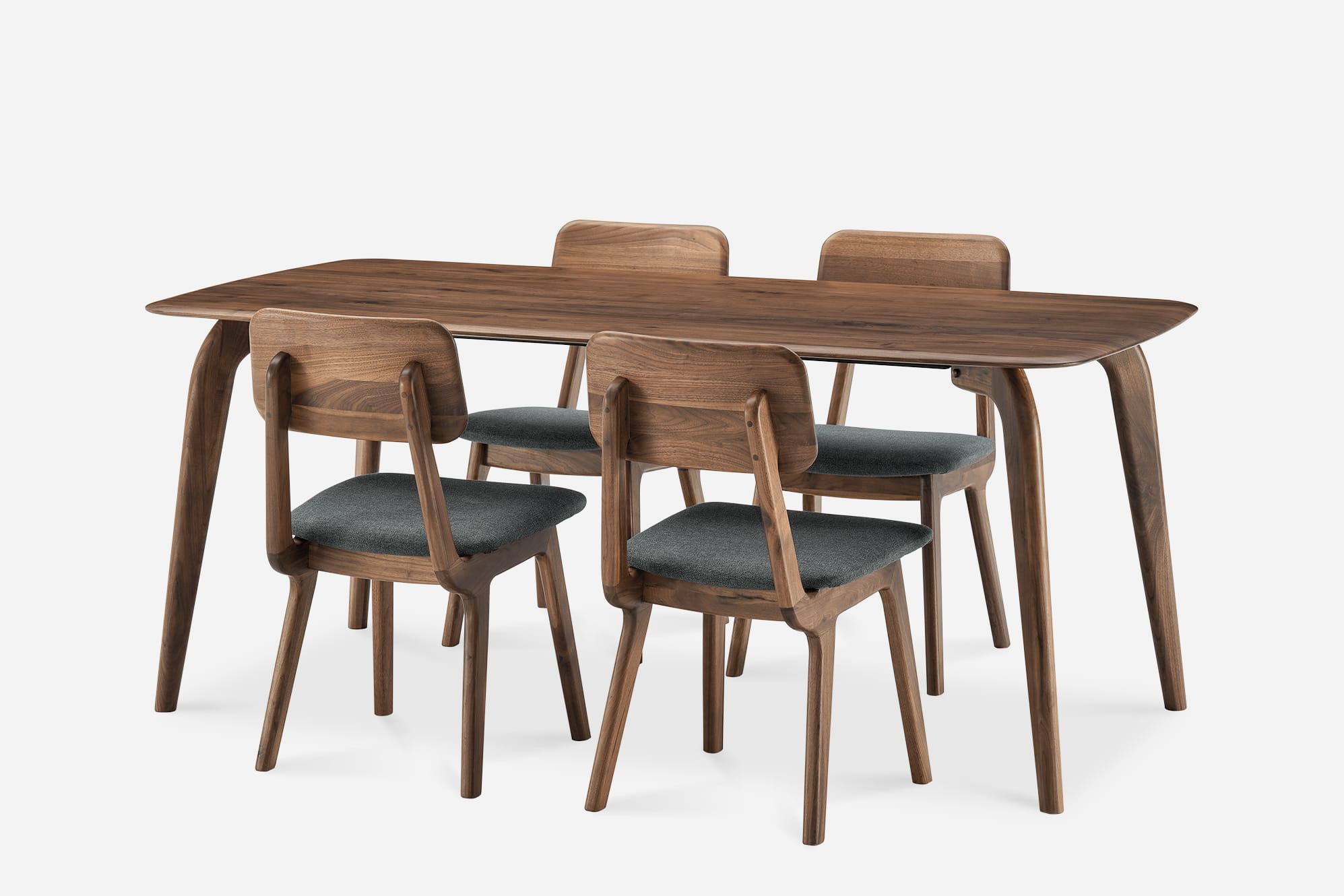Vincent Dining Table with 4 Chairs, Walnut 1