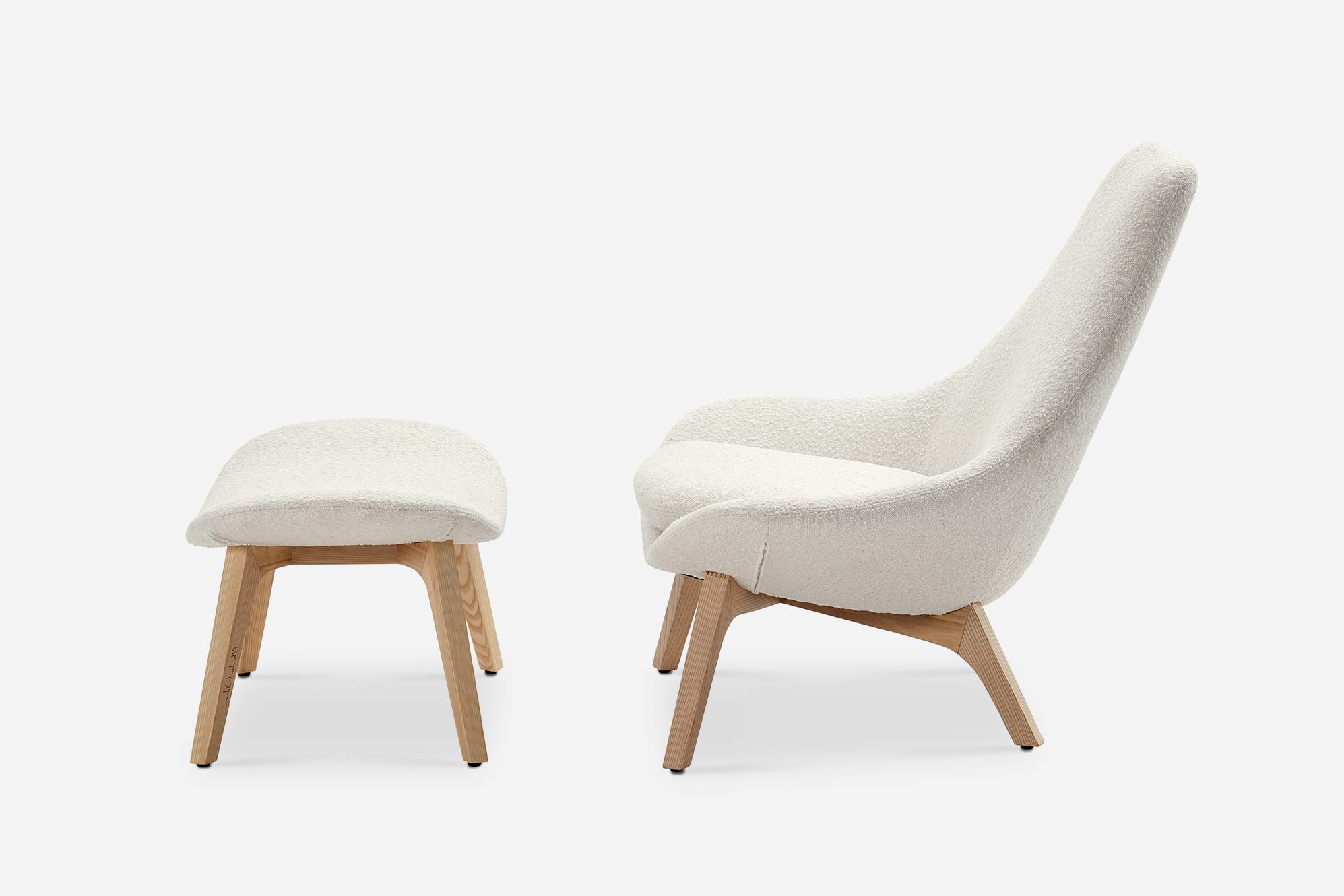 Gable Bouclé High Armchair & Ottoman Set 8