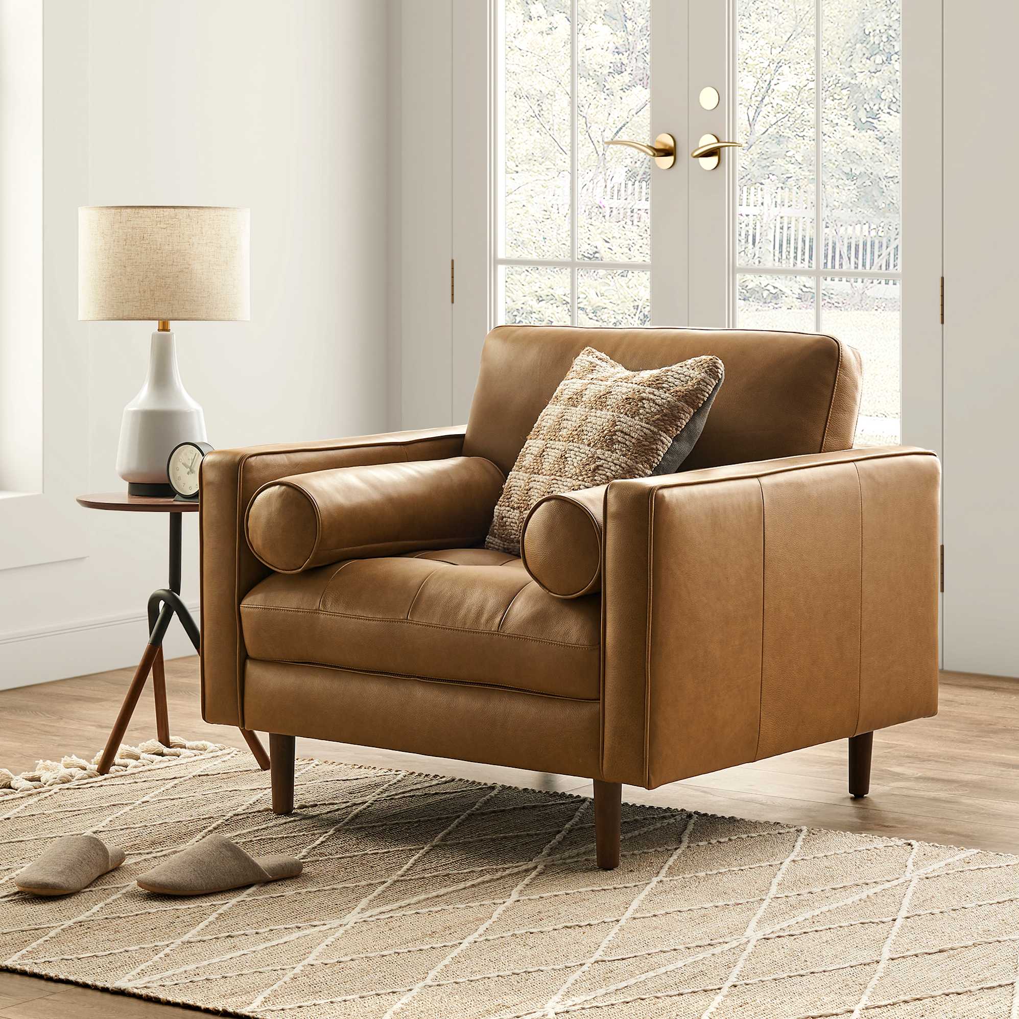 Madison Leather Armchair with Ottoman 3