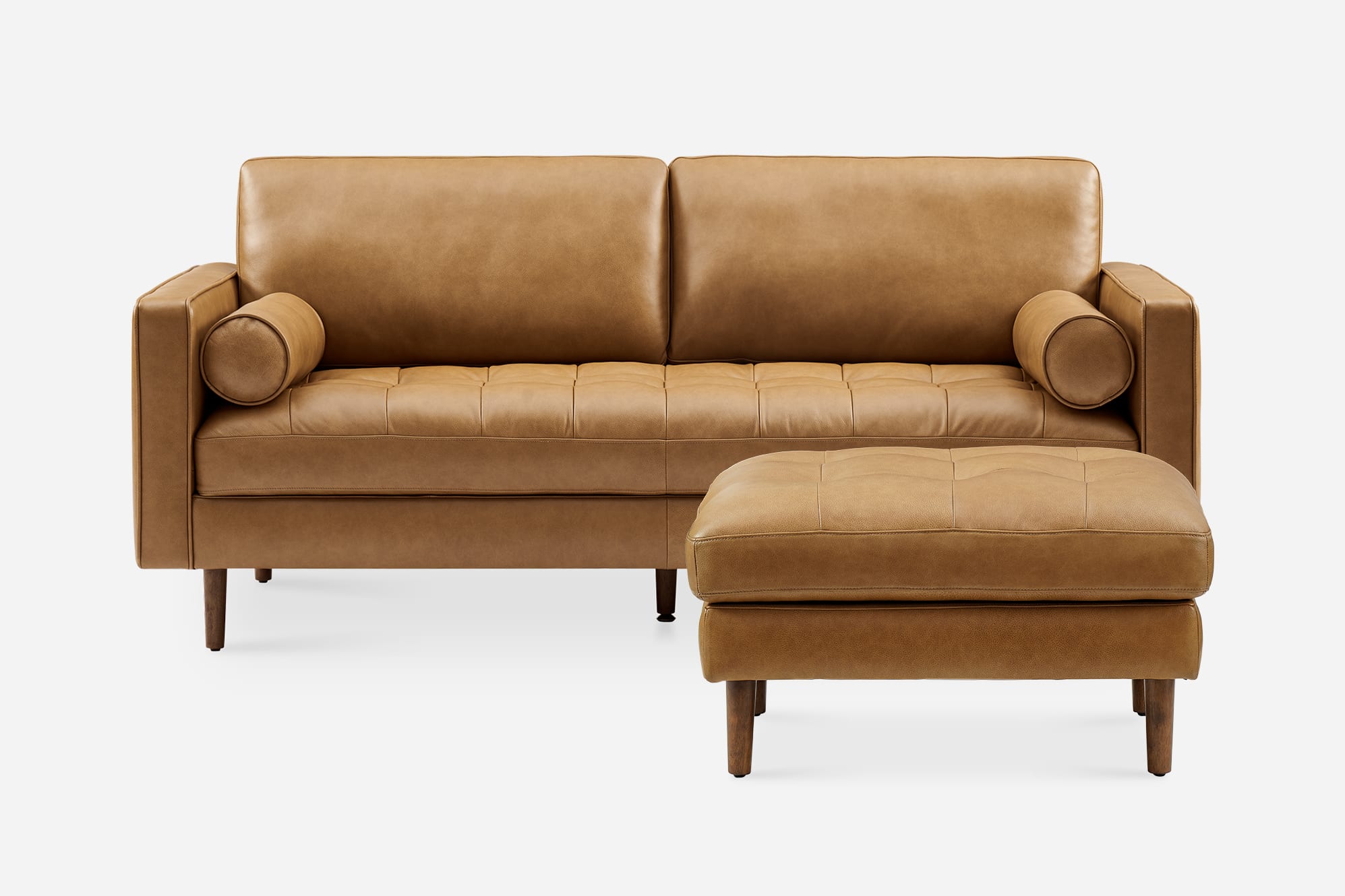 Madison Leather 3 Seater Sofa with Ottoman 1