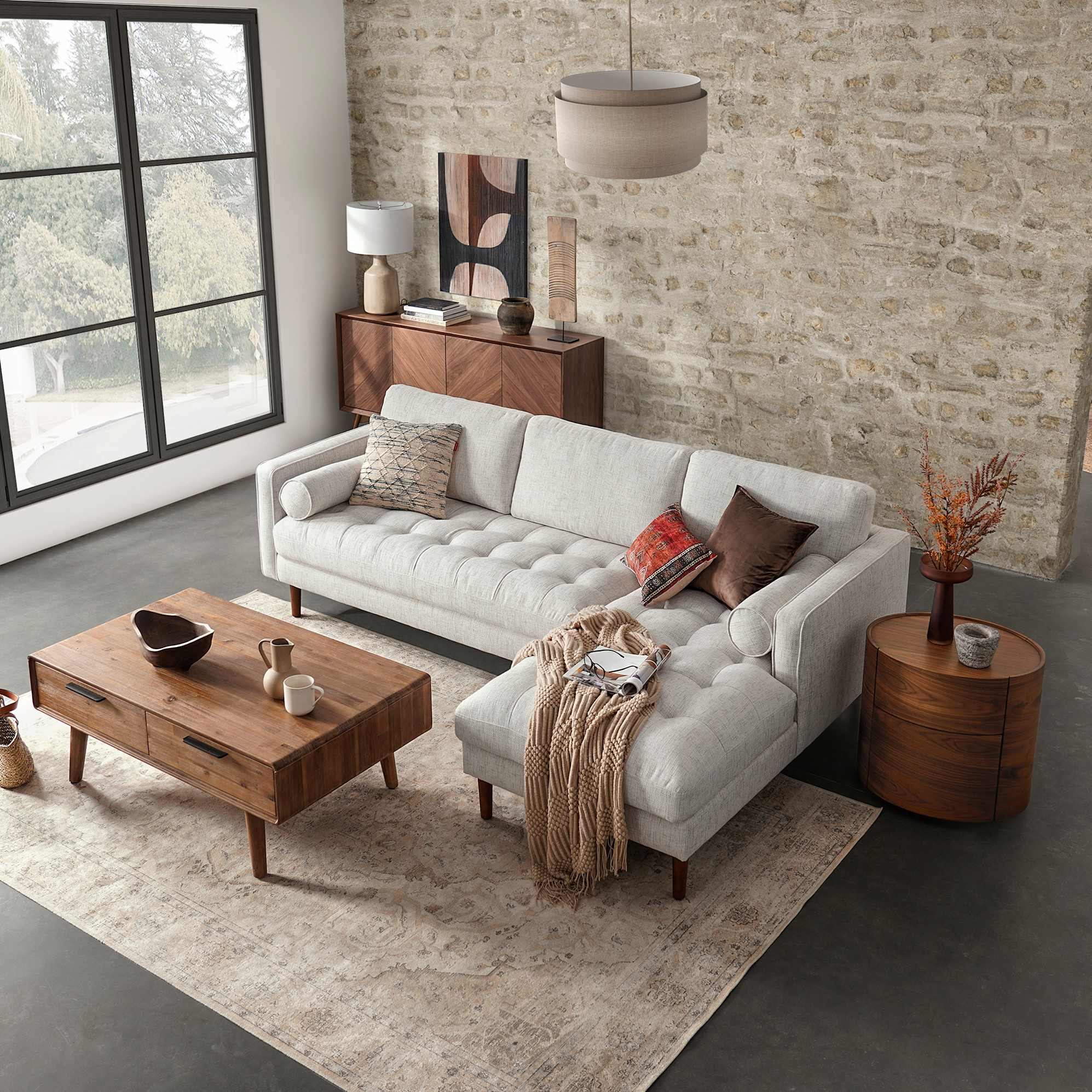 Madison Chaise Sectional Sofa with Ottoman 3