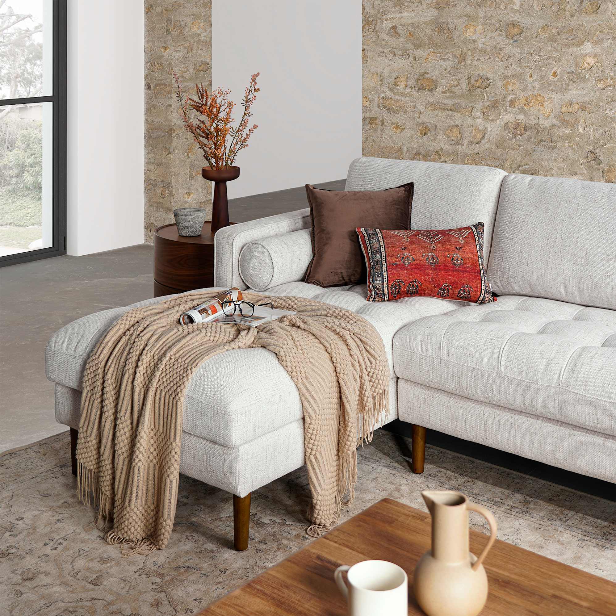Madison Chaise Sectional Sofa with Ottoman 6