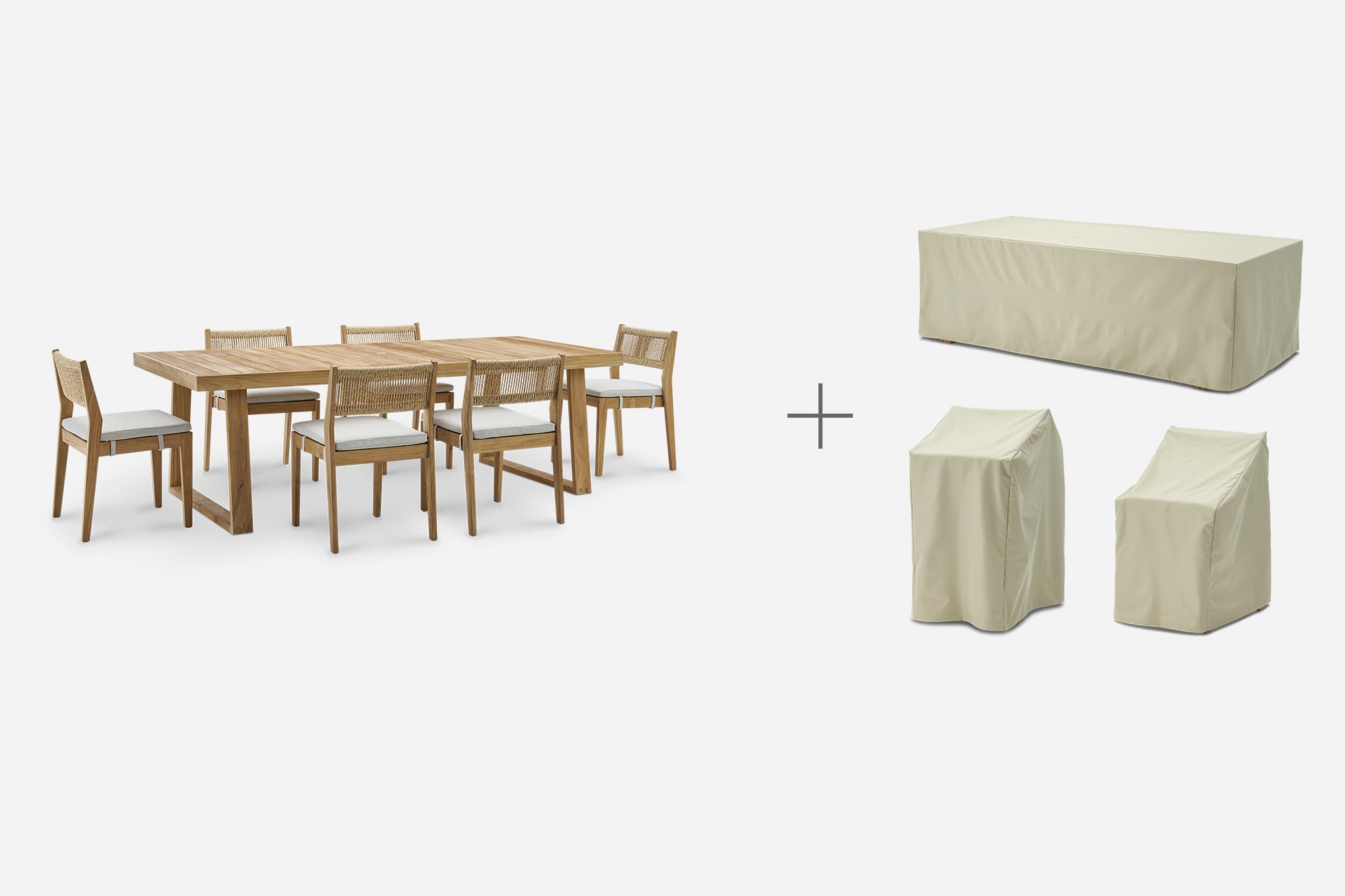 Rio Outdoor Teak Dining Table, 94.5" with 6 Chairs 2