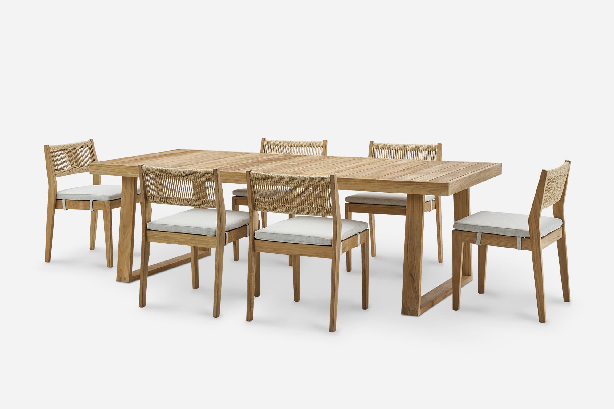 Rio Outdoor Teak Dining Table, 94.5" with 6 Chairs 2