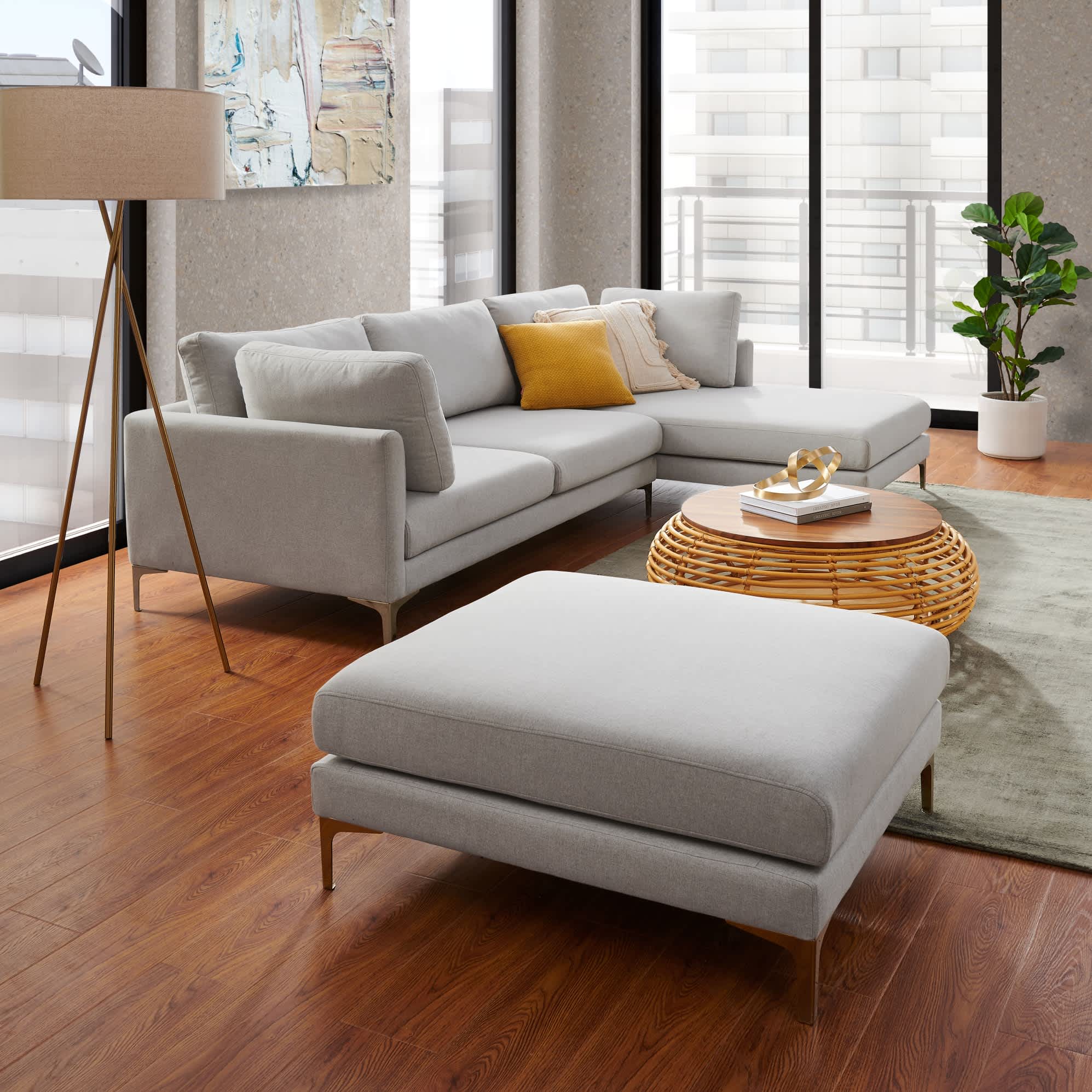 Adams Chaise Sectional Sofa with Ottoman 3