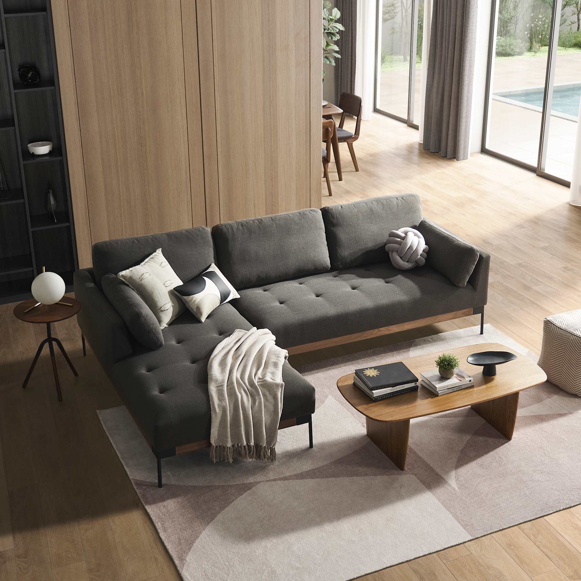 Ethan Chaise Sectional Sofa with Ottoman 2