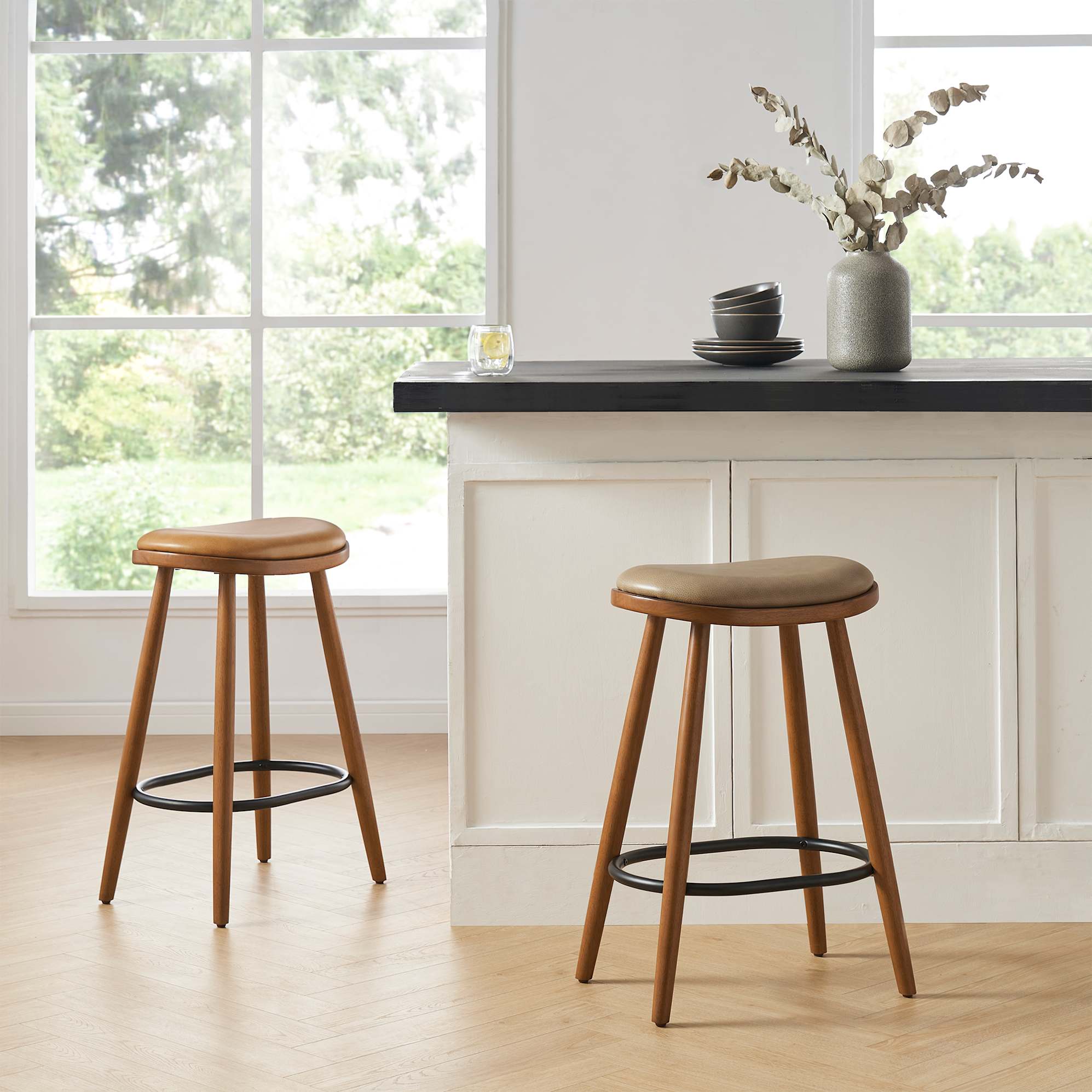 Abel Leather Counter Stool 0