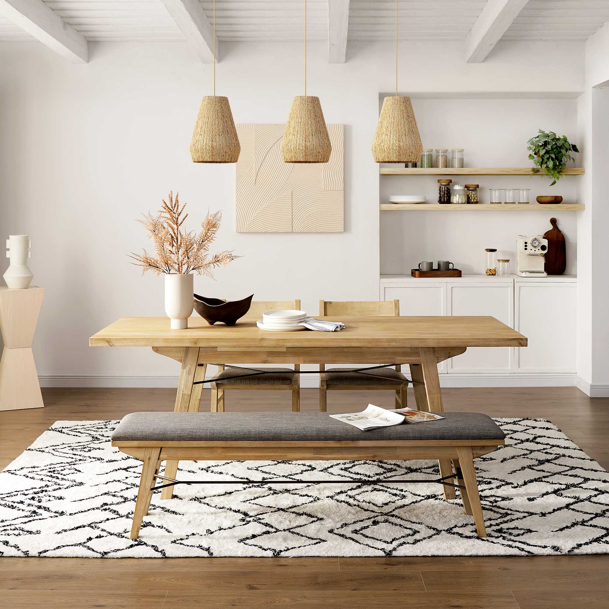 Miles Dining Table with Bench and 2 Chairs 2