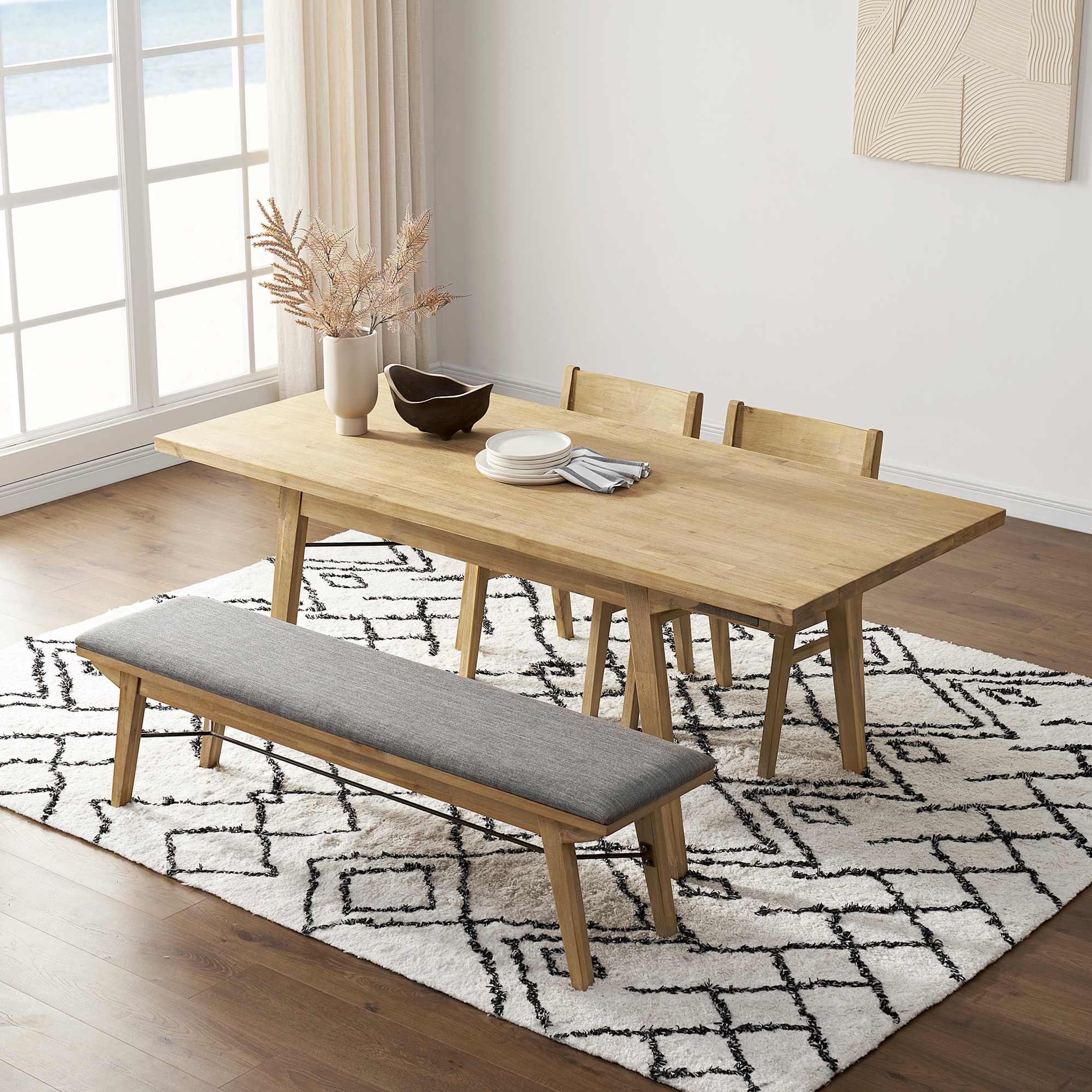 Miles Dining Table with Bench and 2 Chairs 0
