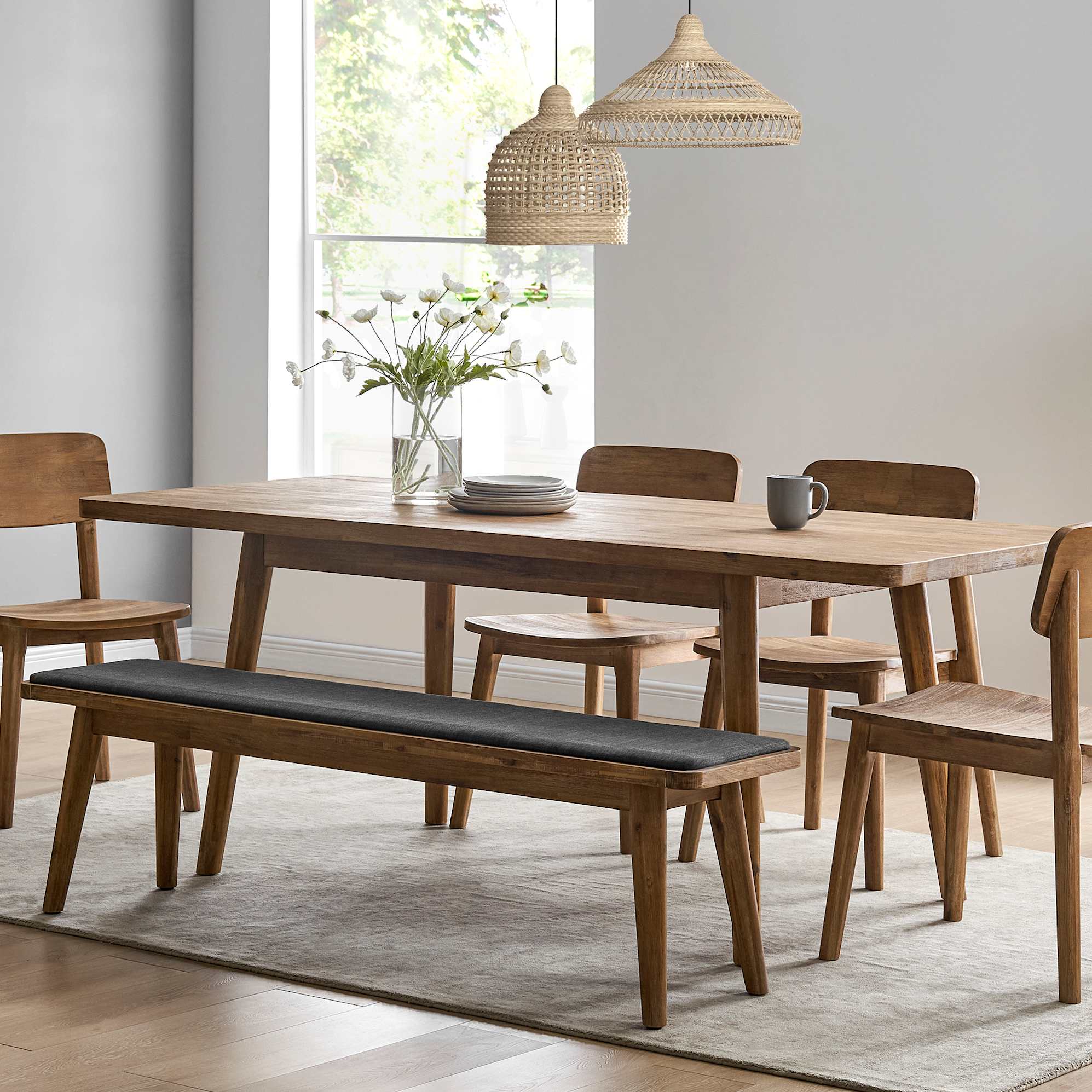 Seb Dining Table with Bench and 2 Chairs 0